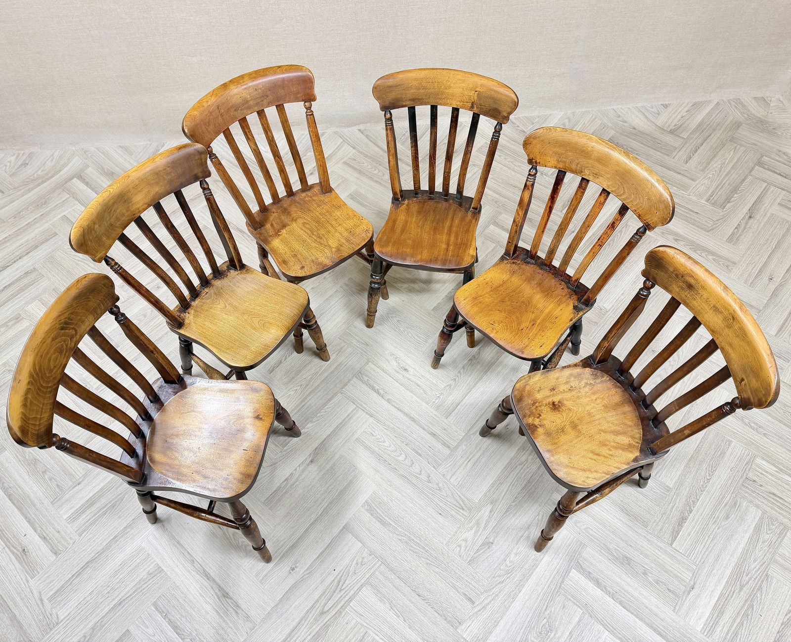 Harlequin Set Of 6 Antique Windsor Farmhouse Kitchen Dining Chairs photo furniture