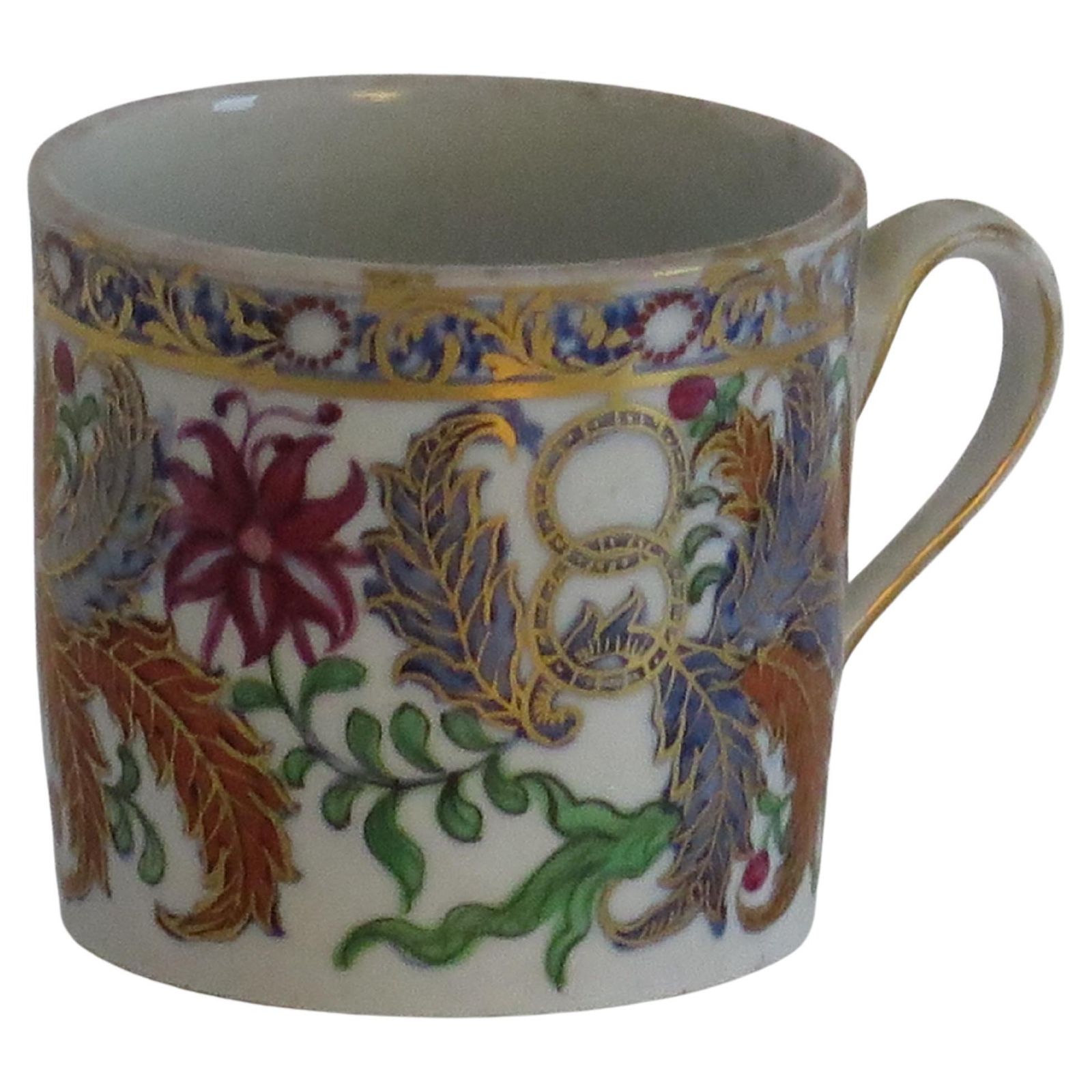 Fine New Hall Porcelain Coffee Can Hand Painted Pattern 490, Georgian Circa 1805