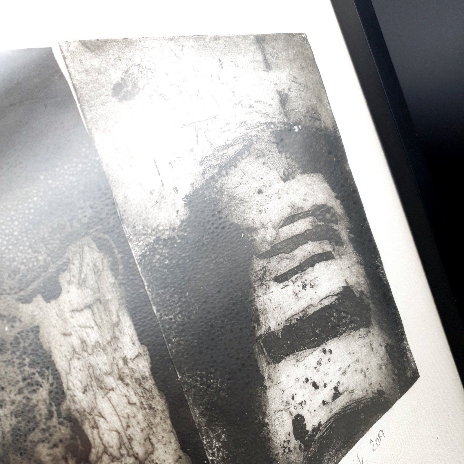 Art Val Bestwick Etchings Mounted On Canvas 2019 'Trio' Black & White Rare L54xh44cm photo