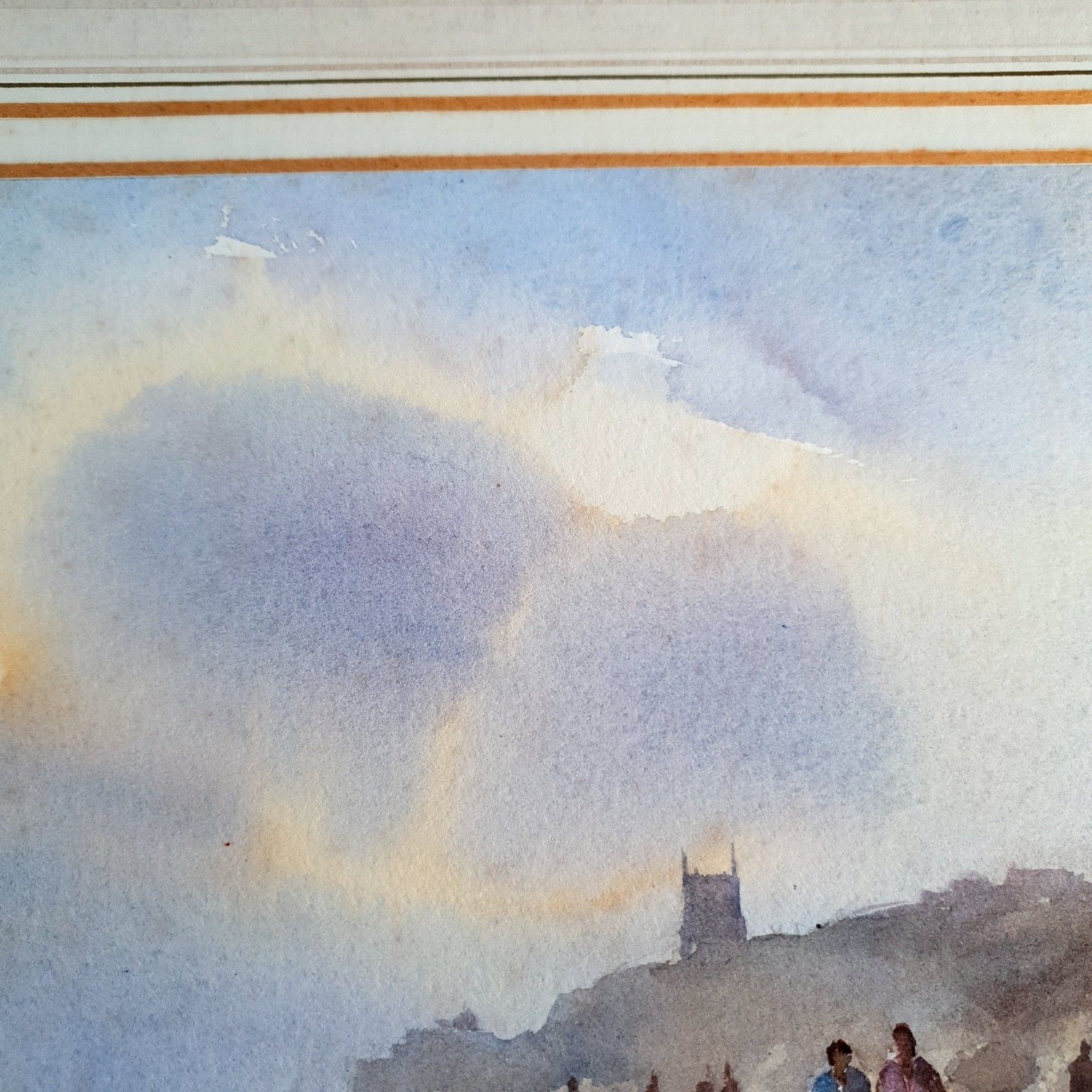 Andrew King Signed Watercolour 'Figures On The Beach' Framed H40xl46cm Framed photo Art