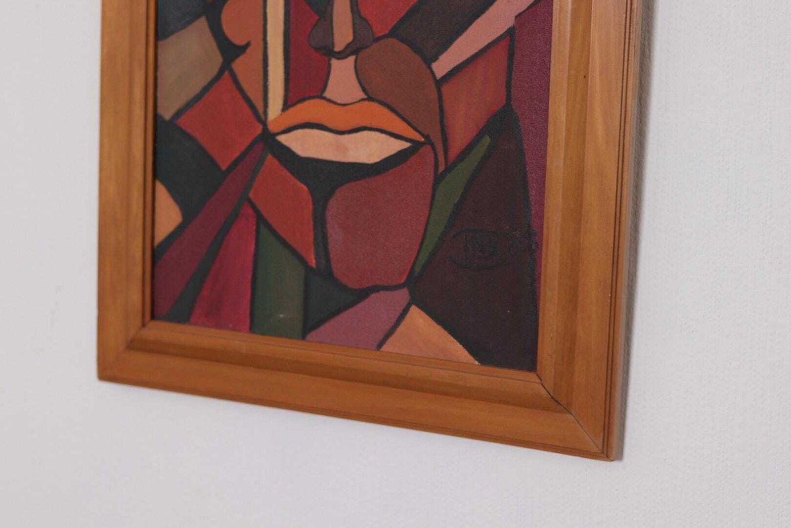 Original Scandinavian Oil On Canvas – “Face”  – Tnx 88 Vintage & Framed  56 × 46 Cm (22" × 18.1") photo 545.0