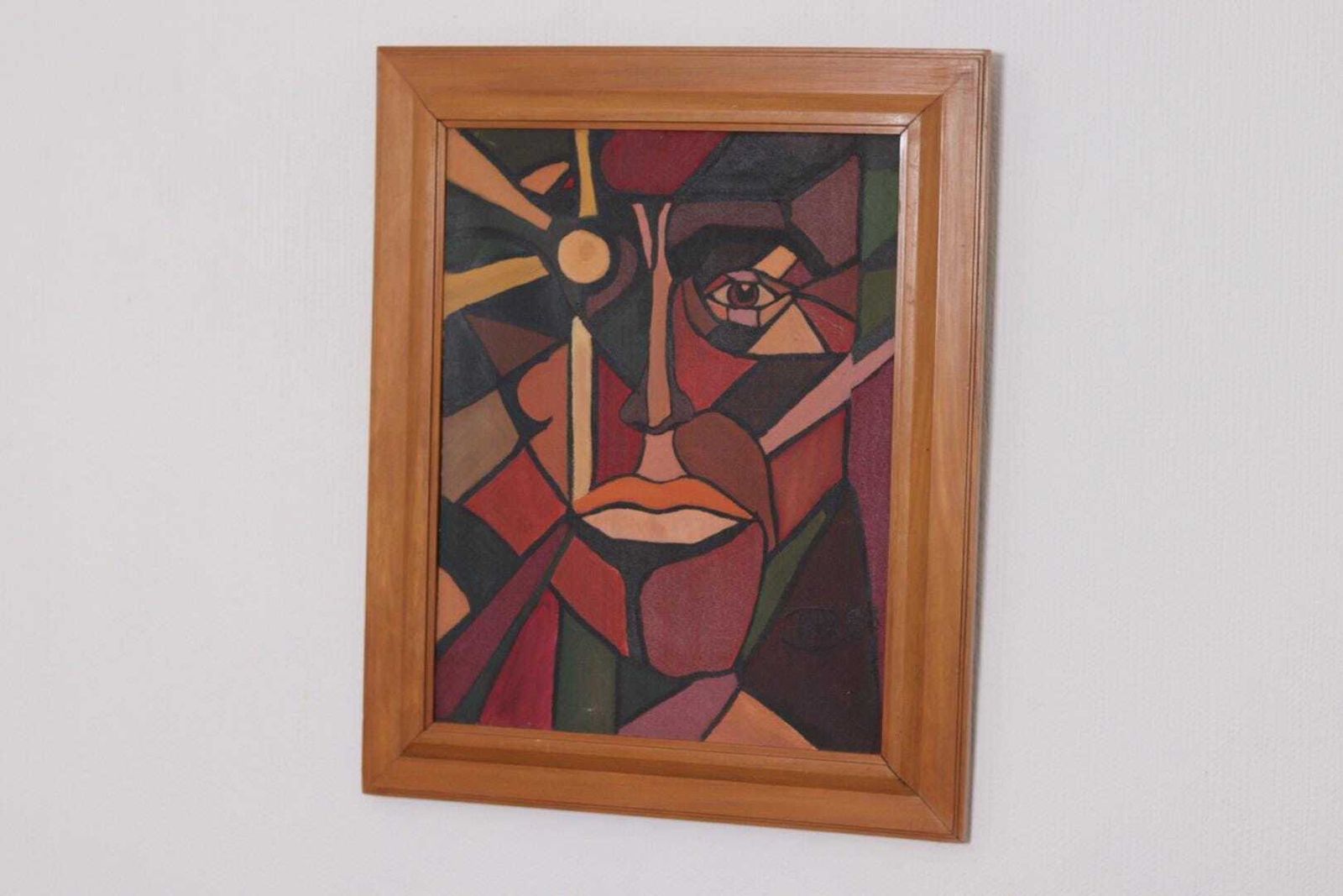 Original Scandinavian Oil On Canvas – “Face”  – Tnx 88 Vintage & Framed  56 × 46 Cm (22" × 18.1") photo vinterior