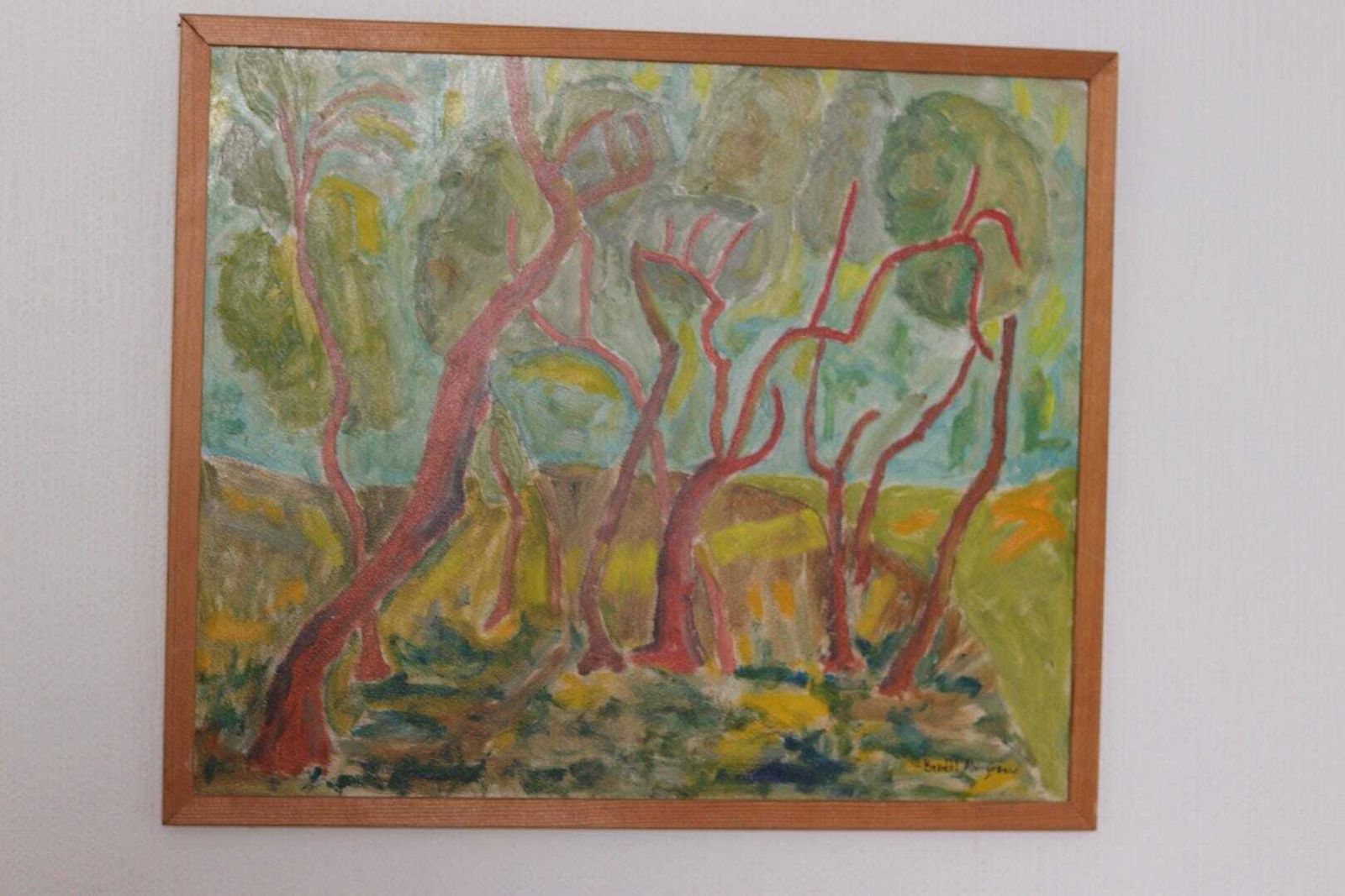 Original Swedish Oil On Panel – “Wavy Trees” By Bertil Almgren – Vintage & Framed  49 × 51 Cm (19.3" × 20.1") photo buy