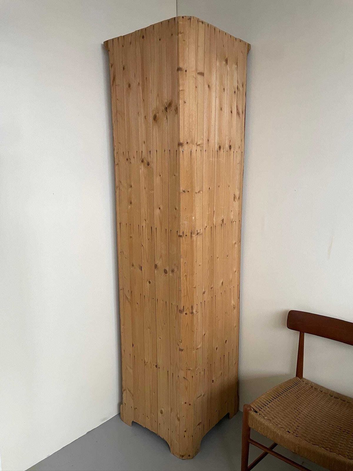 photo for sale Vintage Wooden Arts Crafts Style Pine Corner Cabinet Unit Shelving
