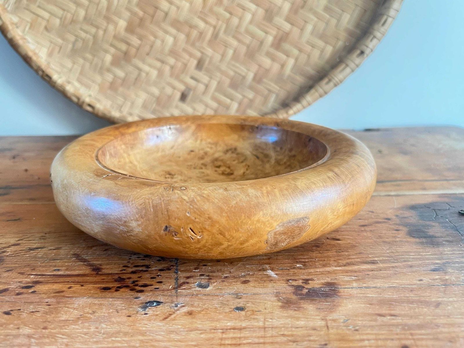 photo furniture Roger Marwood Signed Burr Oak Bowl & 5 Numbered Specimen Eggs   English Oak, Ebony, Boxwood, Mahogany, Walnut   British Studio Woodturning