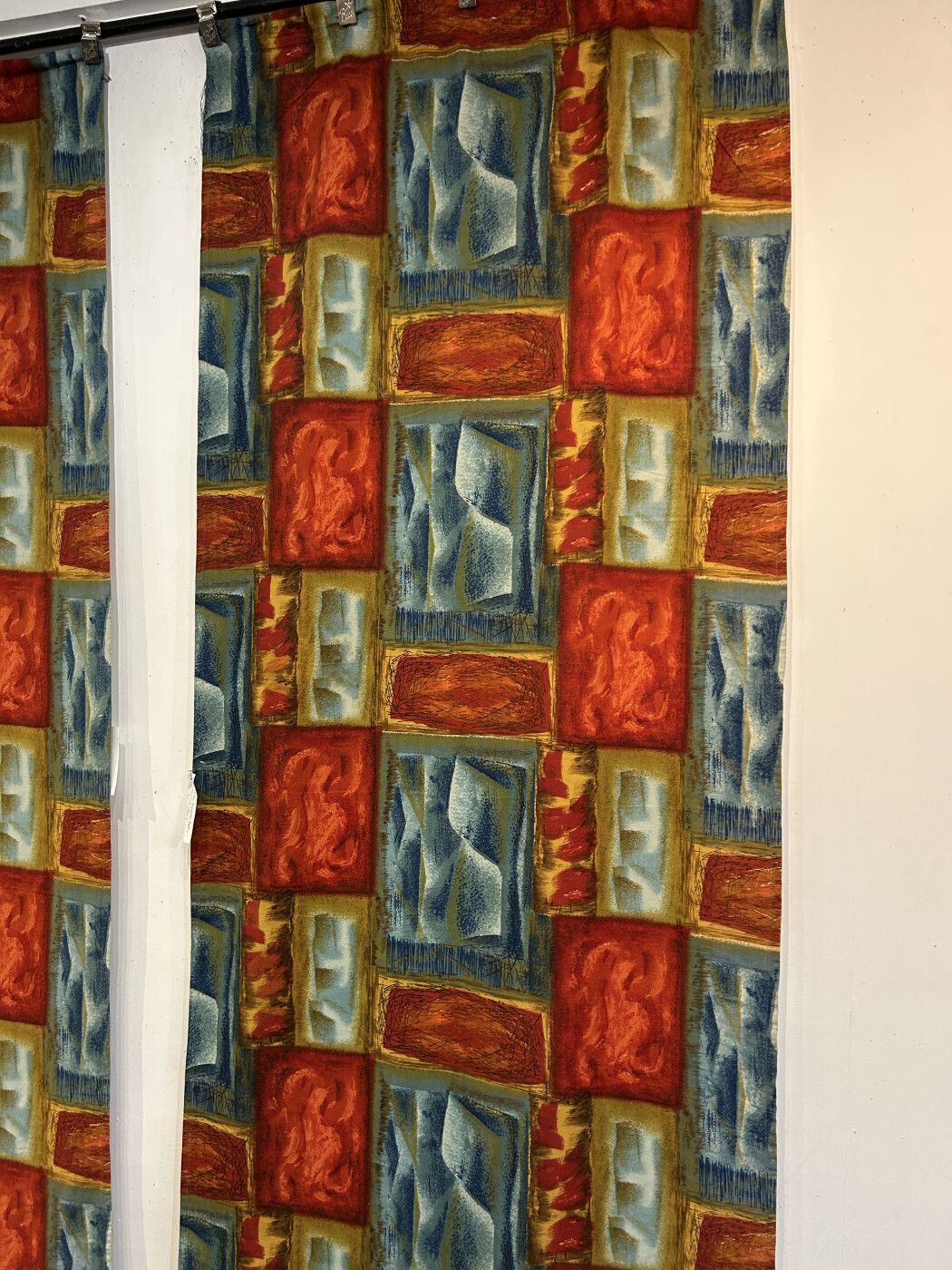 A Pair Of Mid 20th Century Printed Hangings. Each 2.94m X 1.11m photo vintage