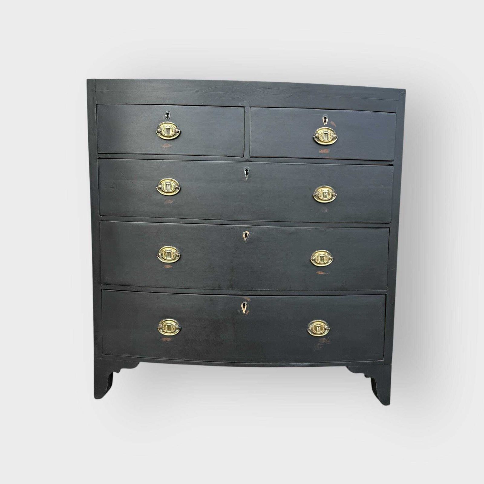 Antique Painted Bow Fronted Chest Of Drawers 2 Over 3 Chest Of Drawers photo for sale