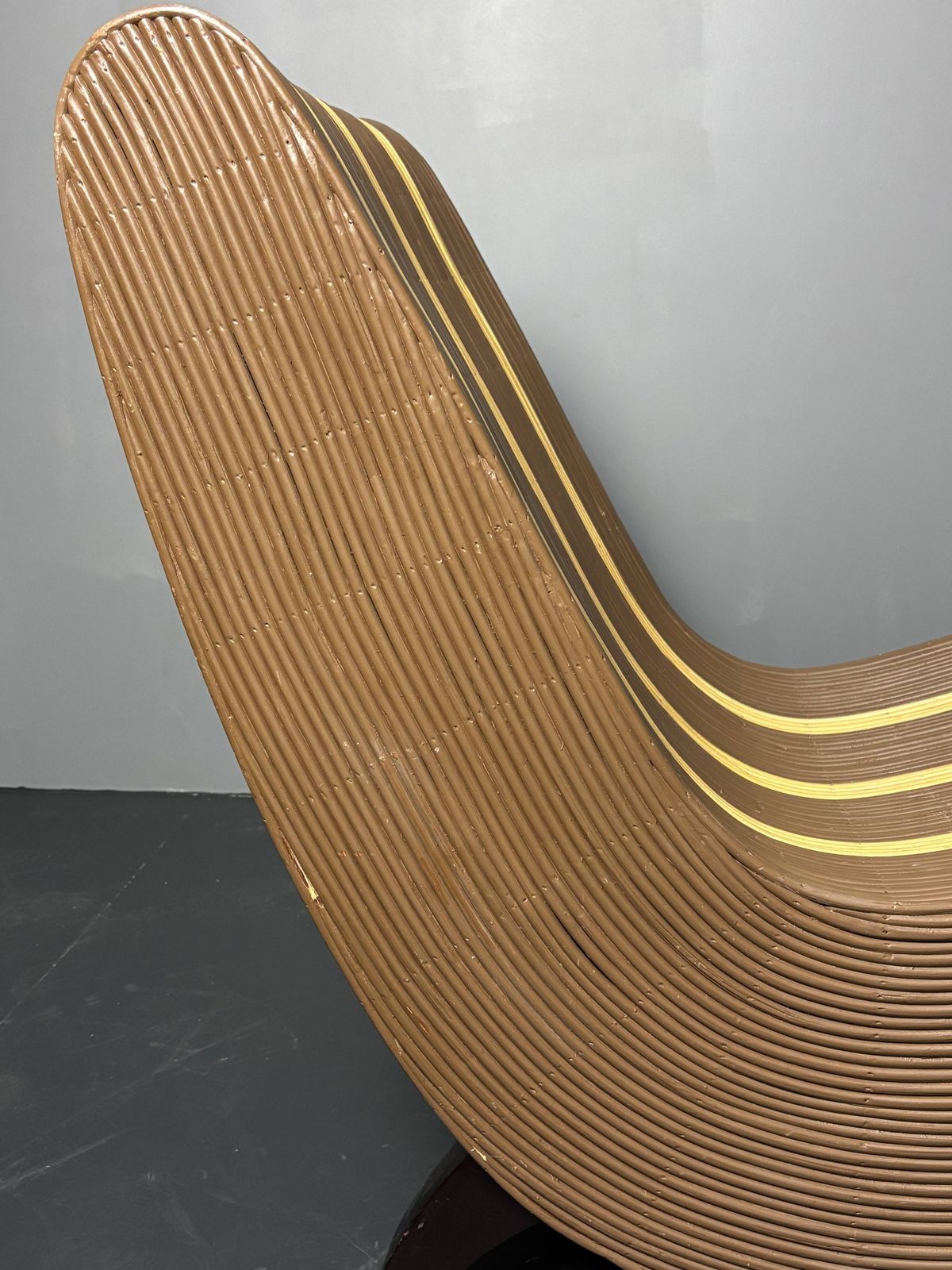 Furniture Curvy Wavy Pencil Reed Rattan Bamboo Low Lounge Chair, 1970s photo