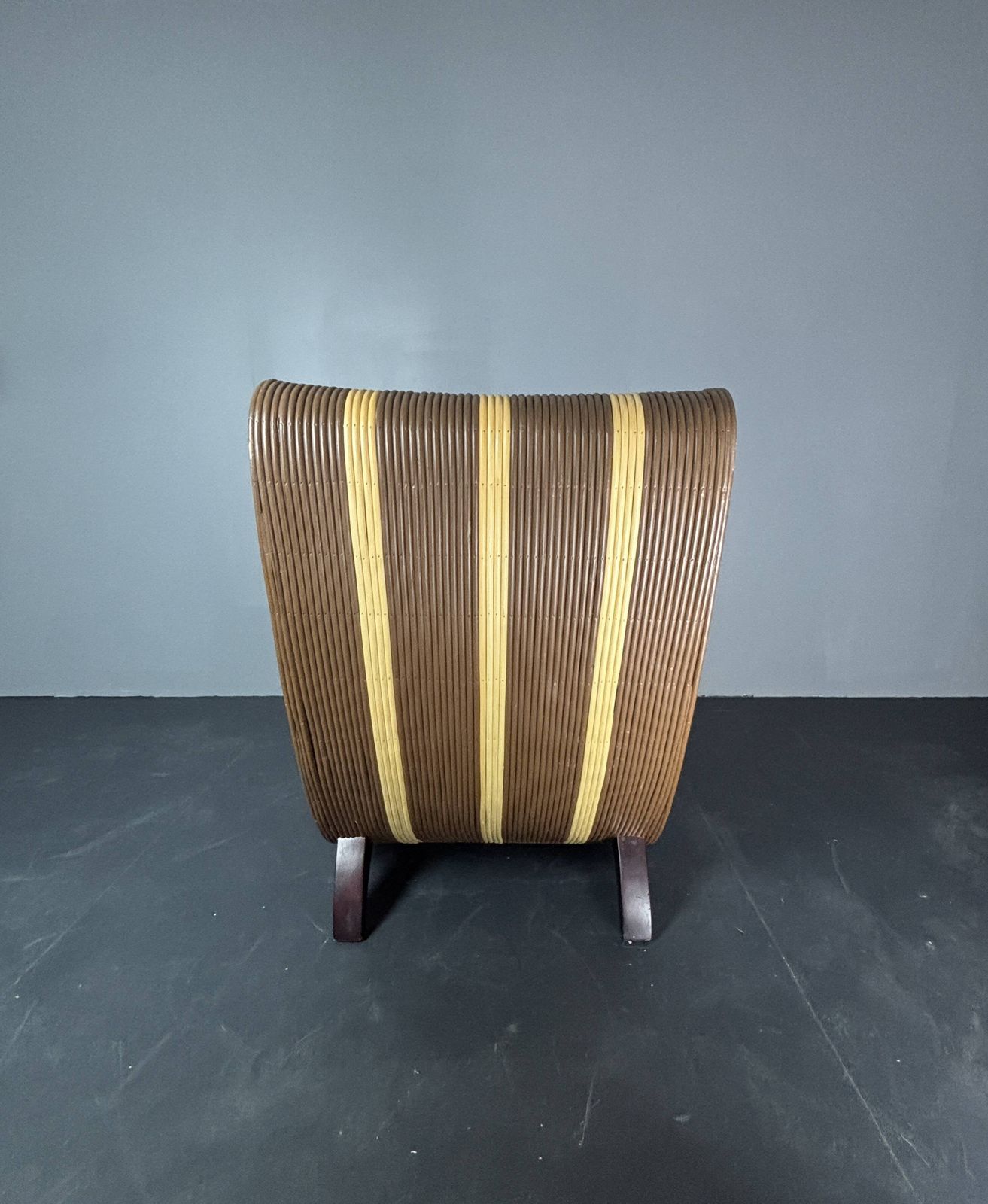 photo buy Curvy Wavy Pencil Reed Rattan Bamboo Low Lounge Chair, 1970s