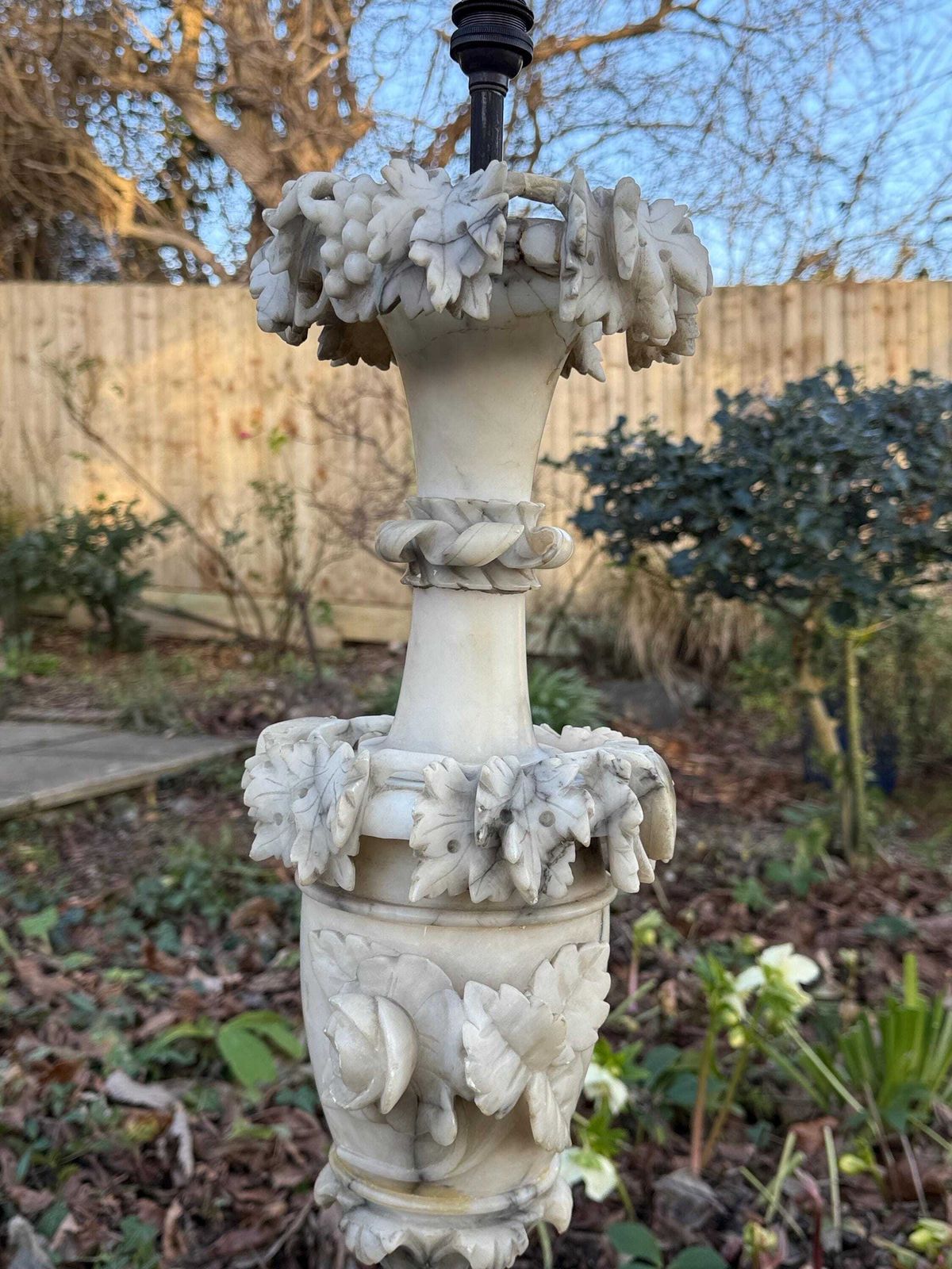 Monumental Vintage Italian Alabaster Marble Table Lamp – Hand Carved – 1950s Neoclassical Statement Lighting   Working Pat Tested, 76cm H photo Lighting