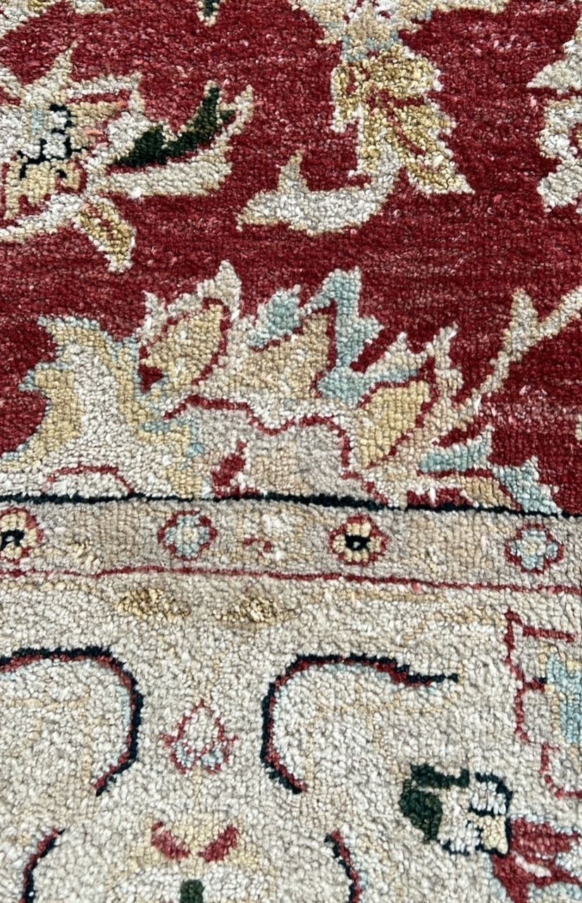 Large Hand Knotted Ziegler Style Wool Rug, Red And Ivory photo Textiles