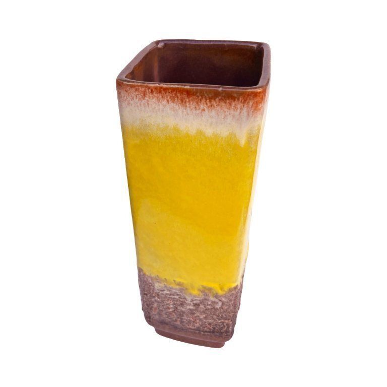 Home Decor Strehla Vase 1224/24 – Germany, 1970s, Fat Lava, Yellow Glaze photo