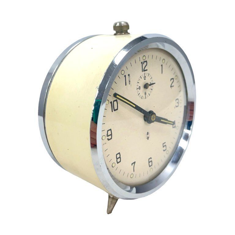 Vintage Haller Mechanical Alarm Clock, Germany, 1960s, Cream, Working photo buy