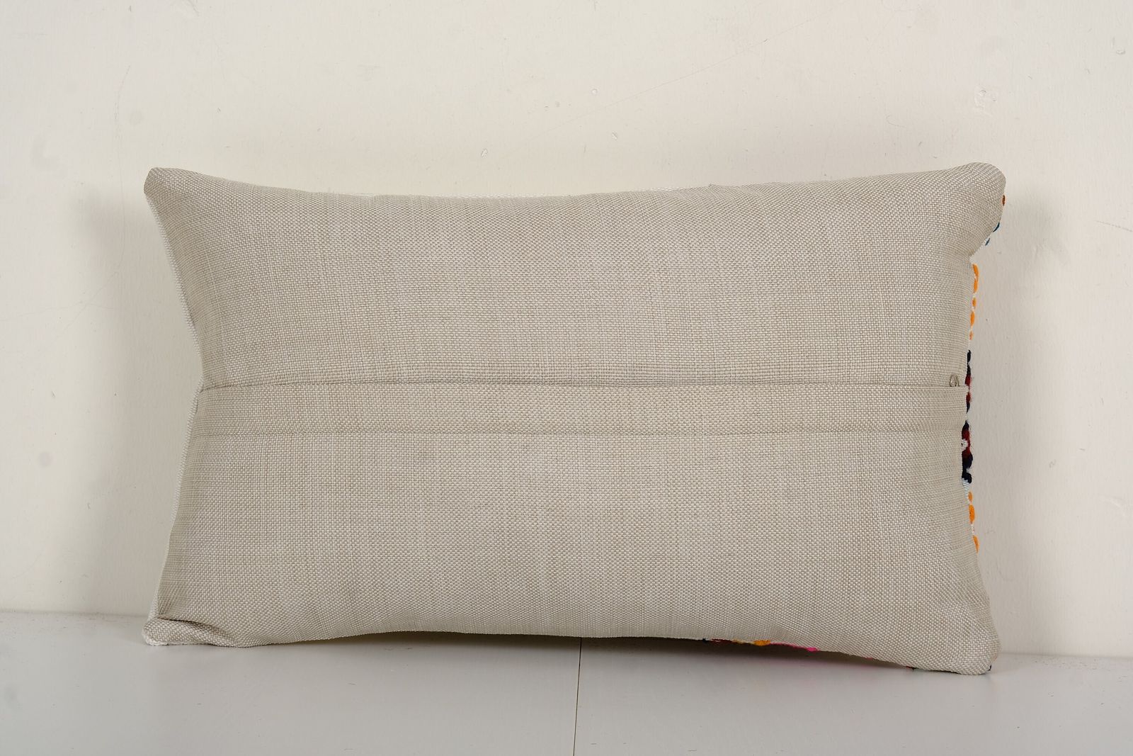 Turkish Kilim Pillow Cover, Vintage Needlepoint Jajim, Boho Lumbar Cushion photo for sale