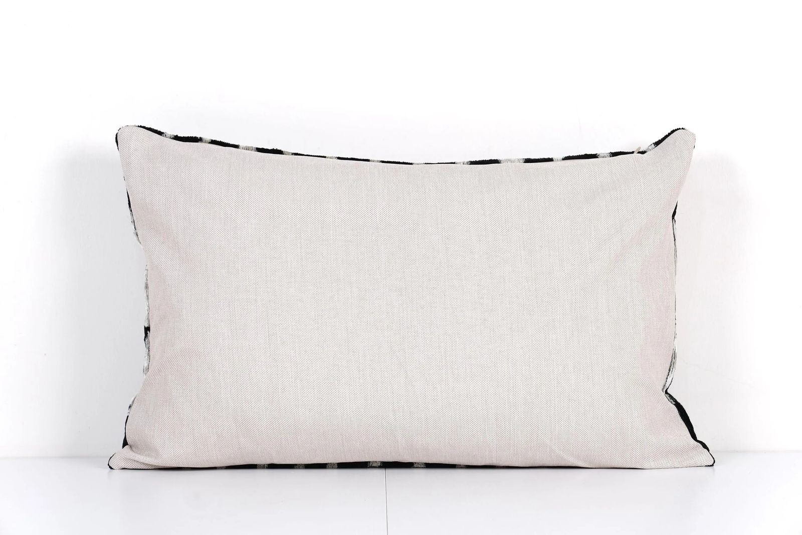 Silk Ikat Velvet Pillow Cover – Black And Beige Zebra, Turkish Cushion photo Textiles