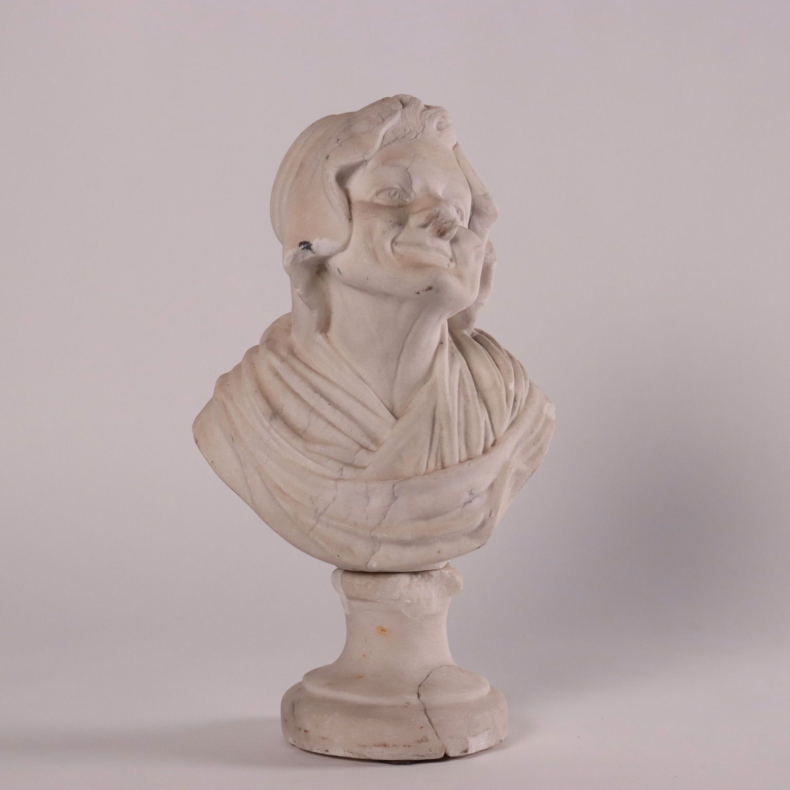 Antique Bust Of Elderly Woman Marble Padua Italy XVIII Century photo for sale