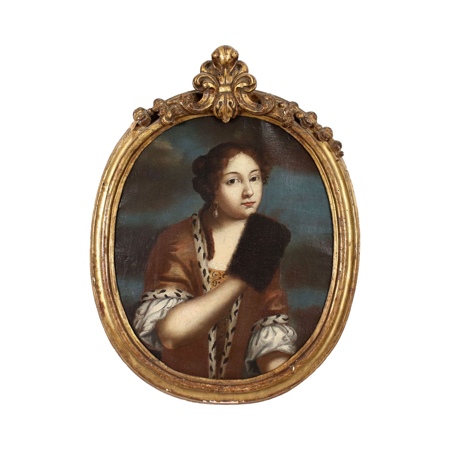 Female Portrait Oil On Canvas Italy XVIII Century