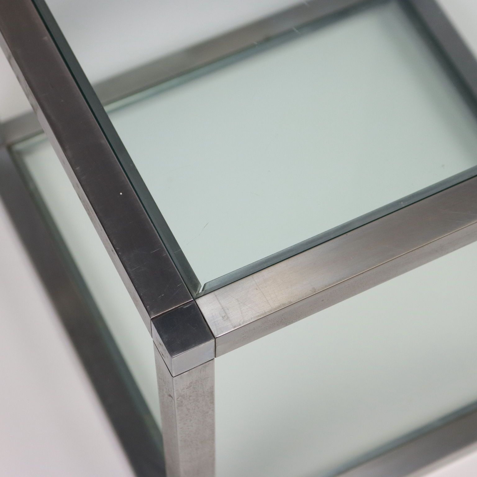 Vintage 1960s Cubic Coffee Table Glass Metal Italy photo Furniture