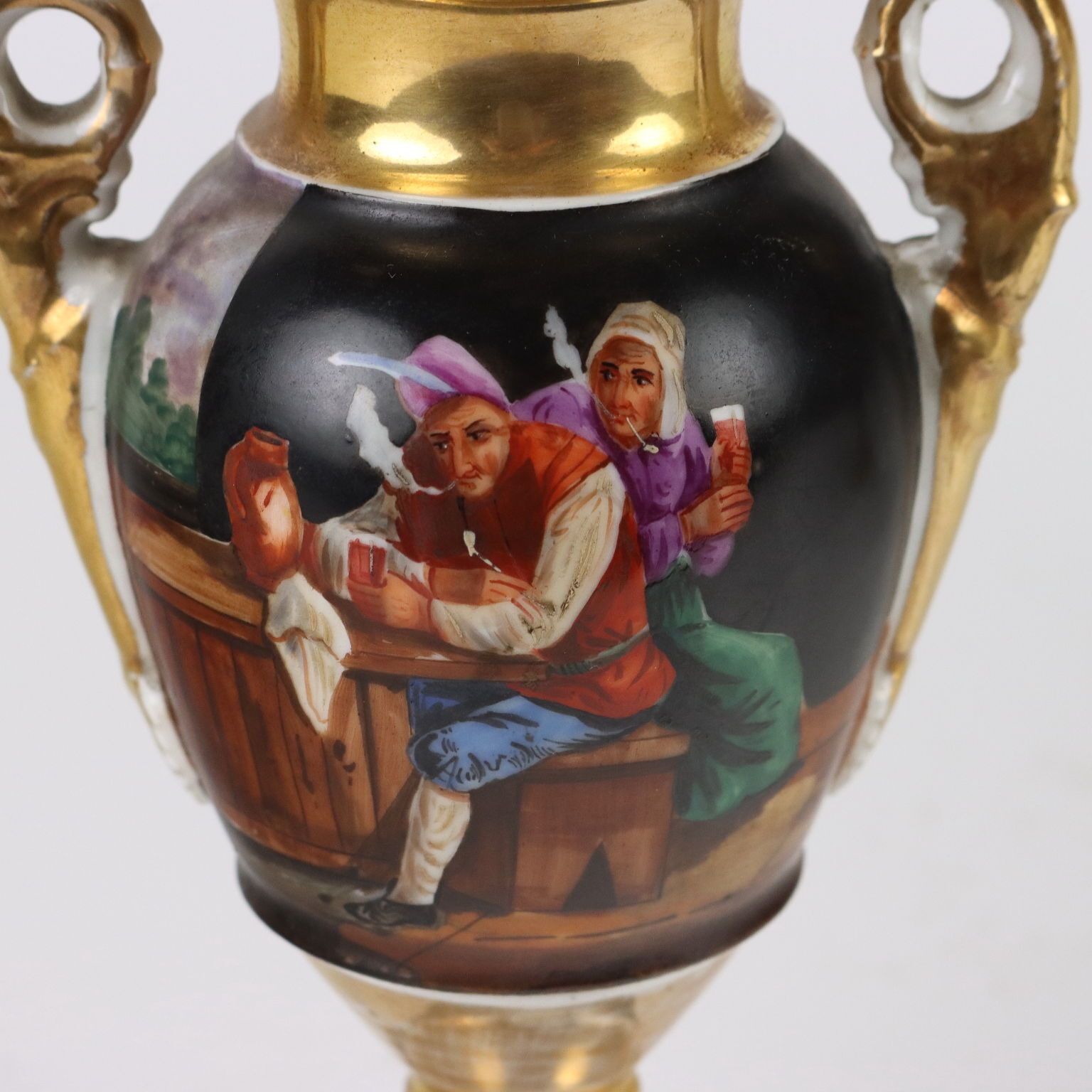 Pair Of Antique Vases Porcelain Empire Style France XIX Century photo for sale