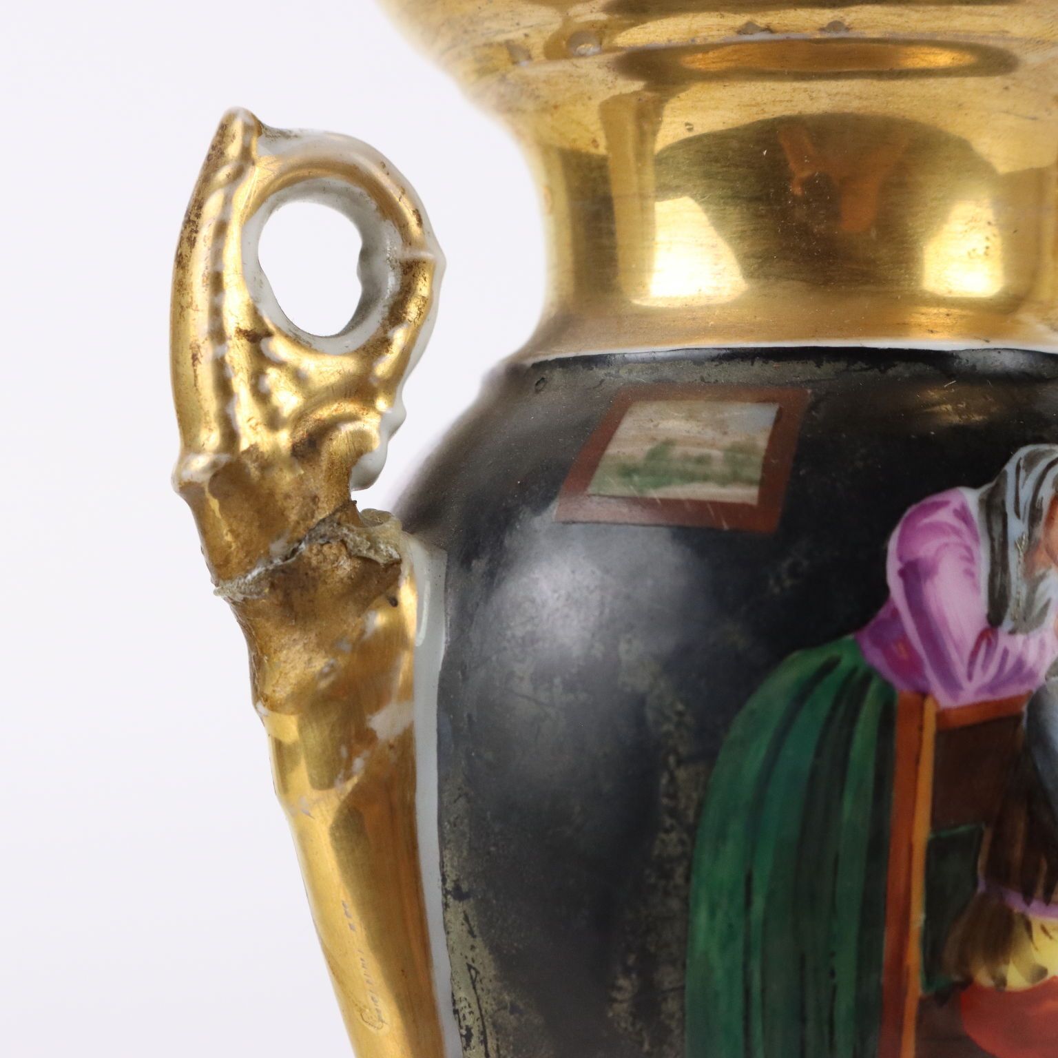 Pair Of Antique Vases Porcelain Empire Style France XIX Century photo vinterior