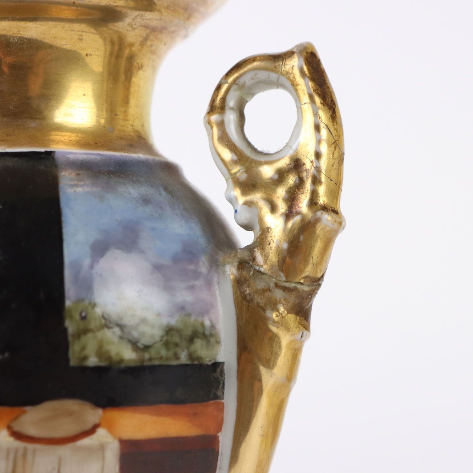 Pair Of Antique Vases Porcelain Empire Style France XIX Century photo buy