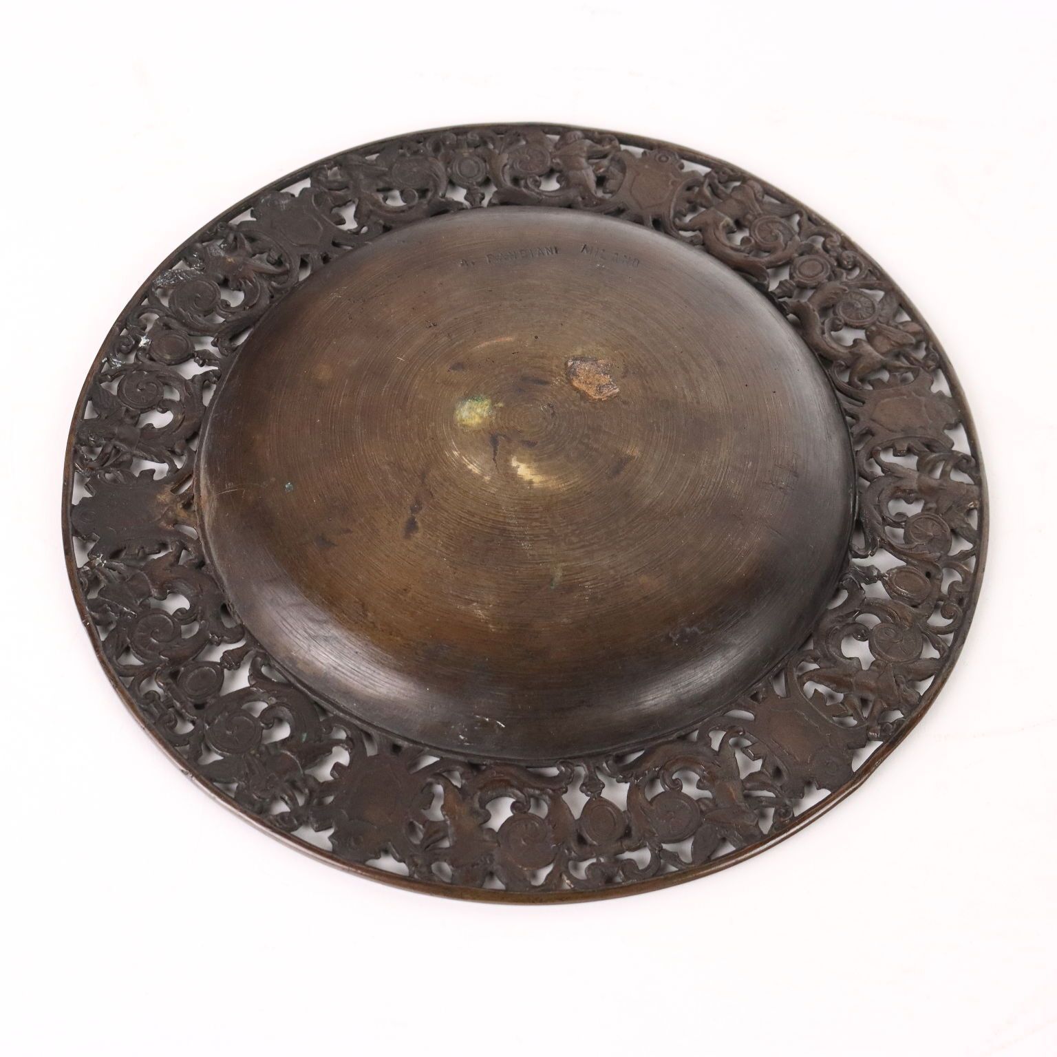 Antique Plate Bronze Antonio Pandiani Italy Late XIX Century photo vintage