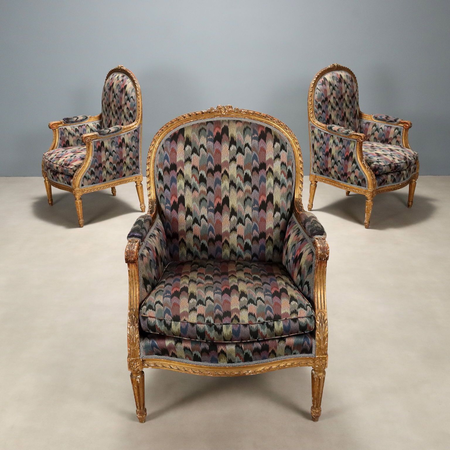 Armchairs Neoclassical Style Carved Wood XIX Century