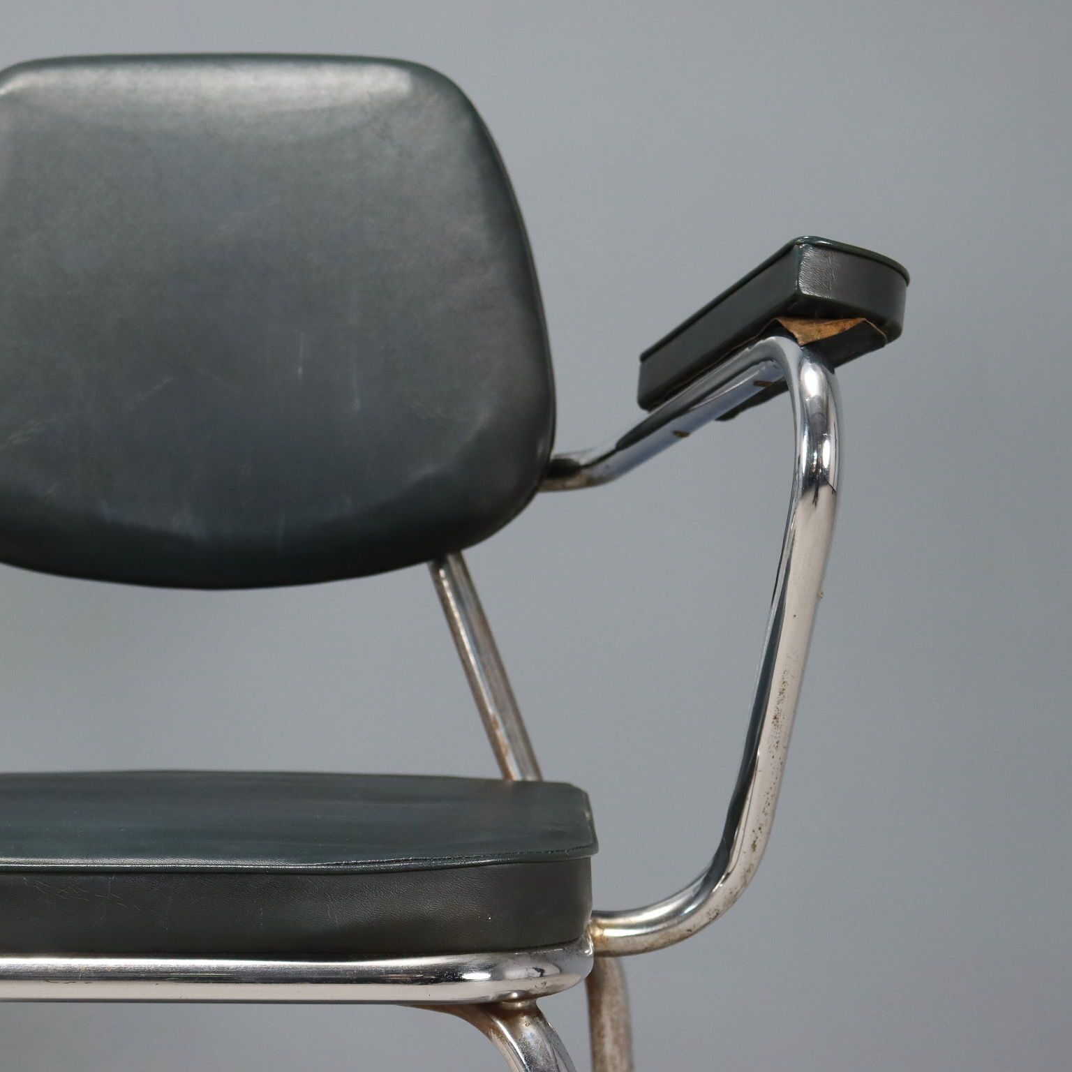 Vintage Chairs Leatherette Foam Chromed Metal Design Italy 1960s photo Furniture