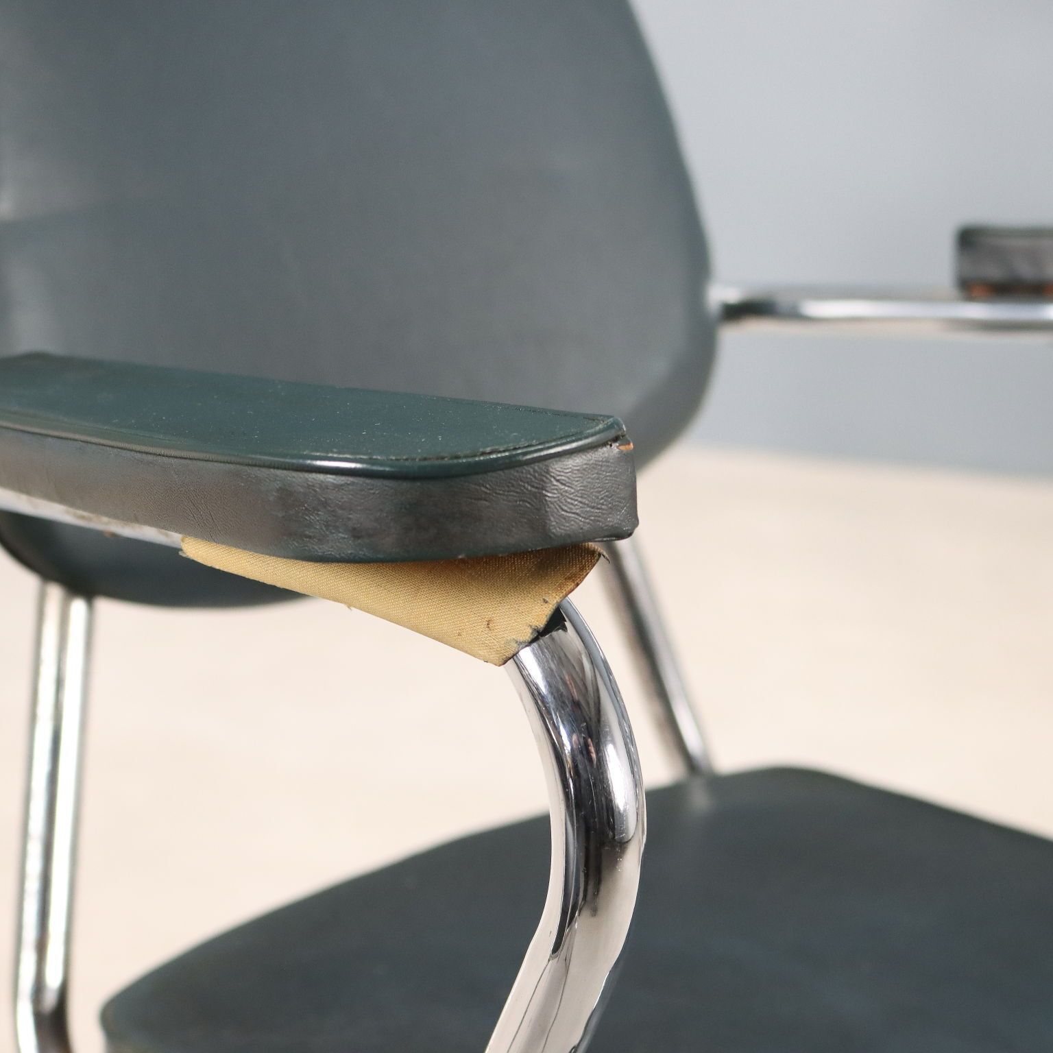 Vintage Chairs Leatherette Foam Chromed Metal Design Italy 1960s photo vinterior