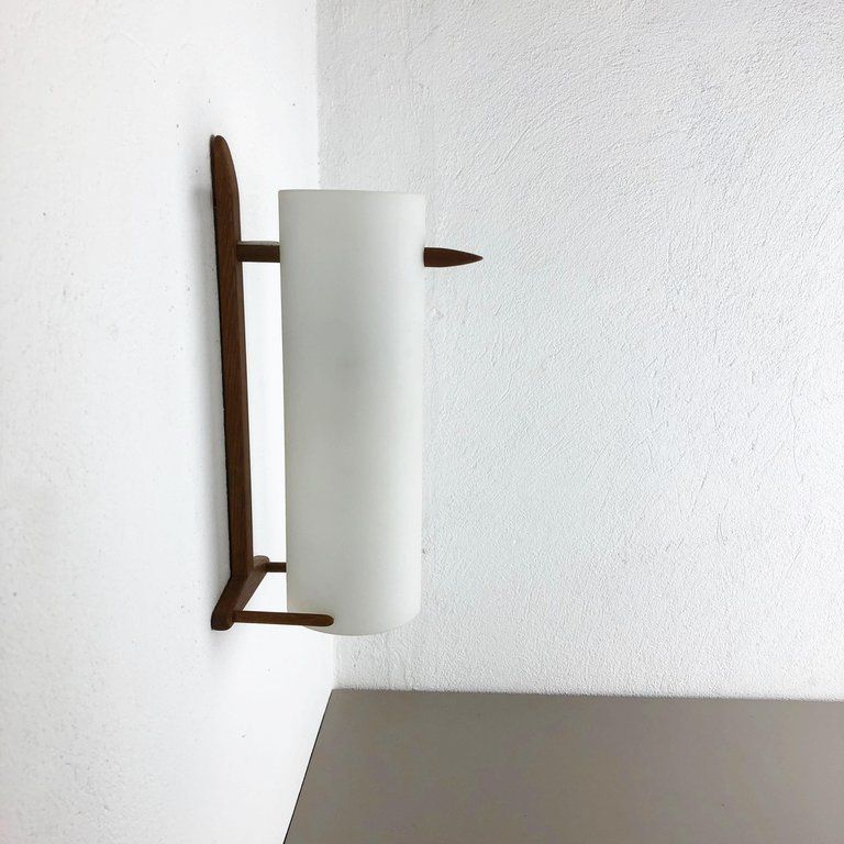 Teak And Glass Wall Sconces Light By Uno & östen Kristiansson For Luxus, Sweden photo vinterior