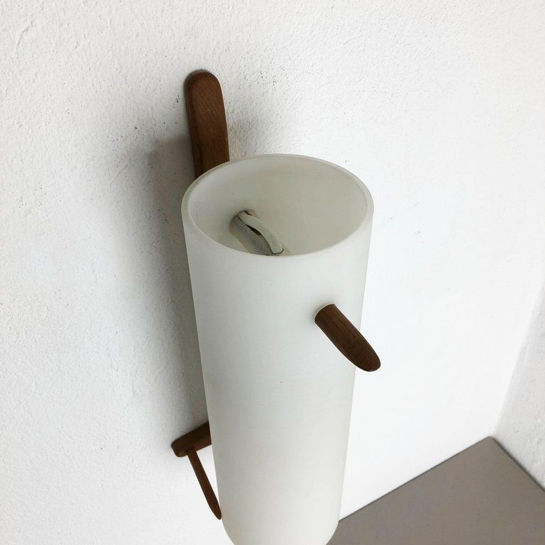 Teak And Glass Wall Sconces Light By Uno & östen Kristiansson For Luxus, Sweden photo buy