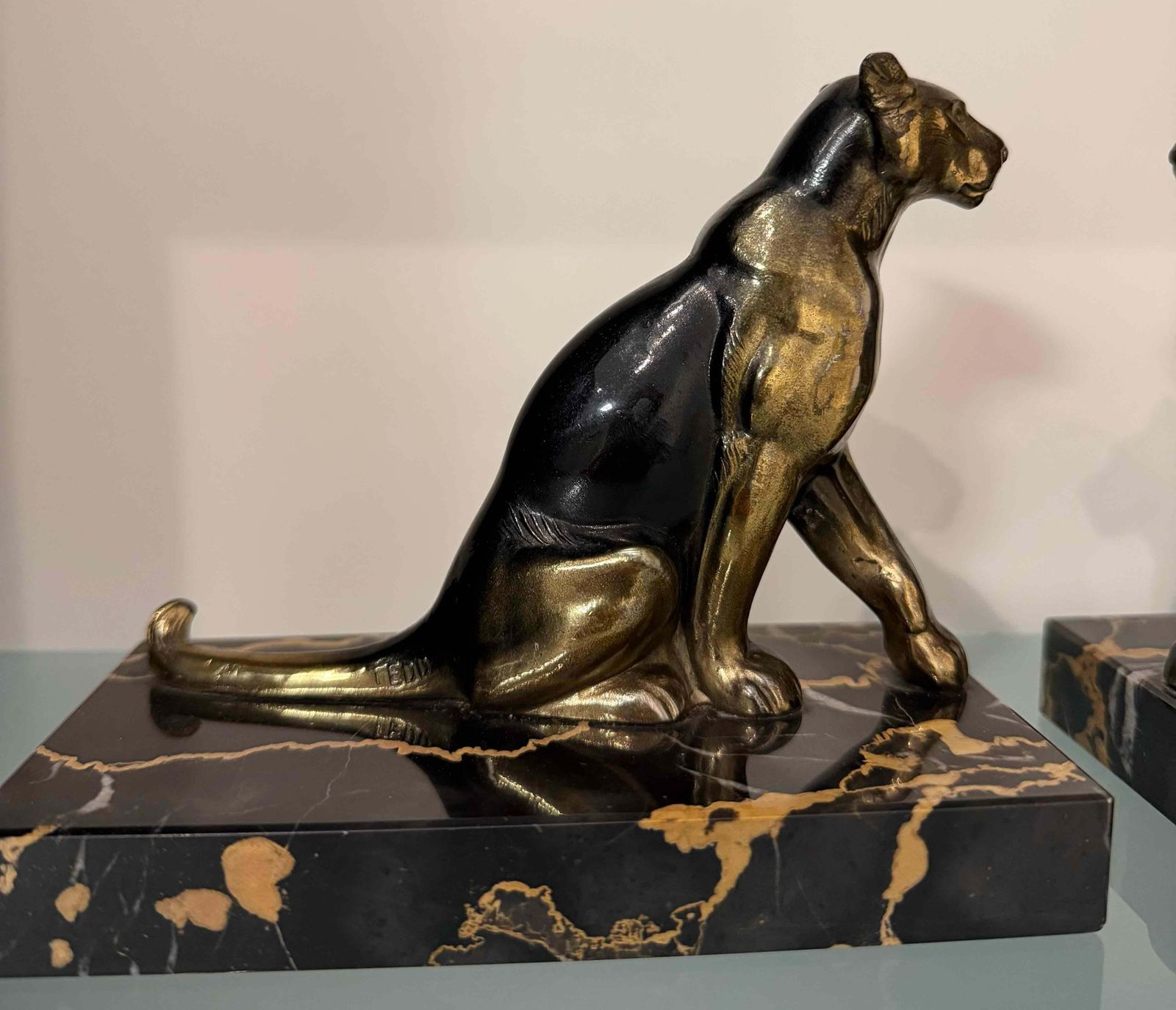 Pair Of French Art Deco Sculptural Bookends With Panthers , 1930s photo 2304.0