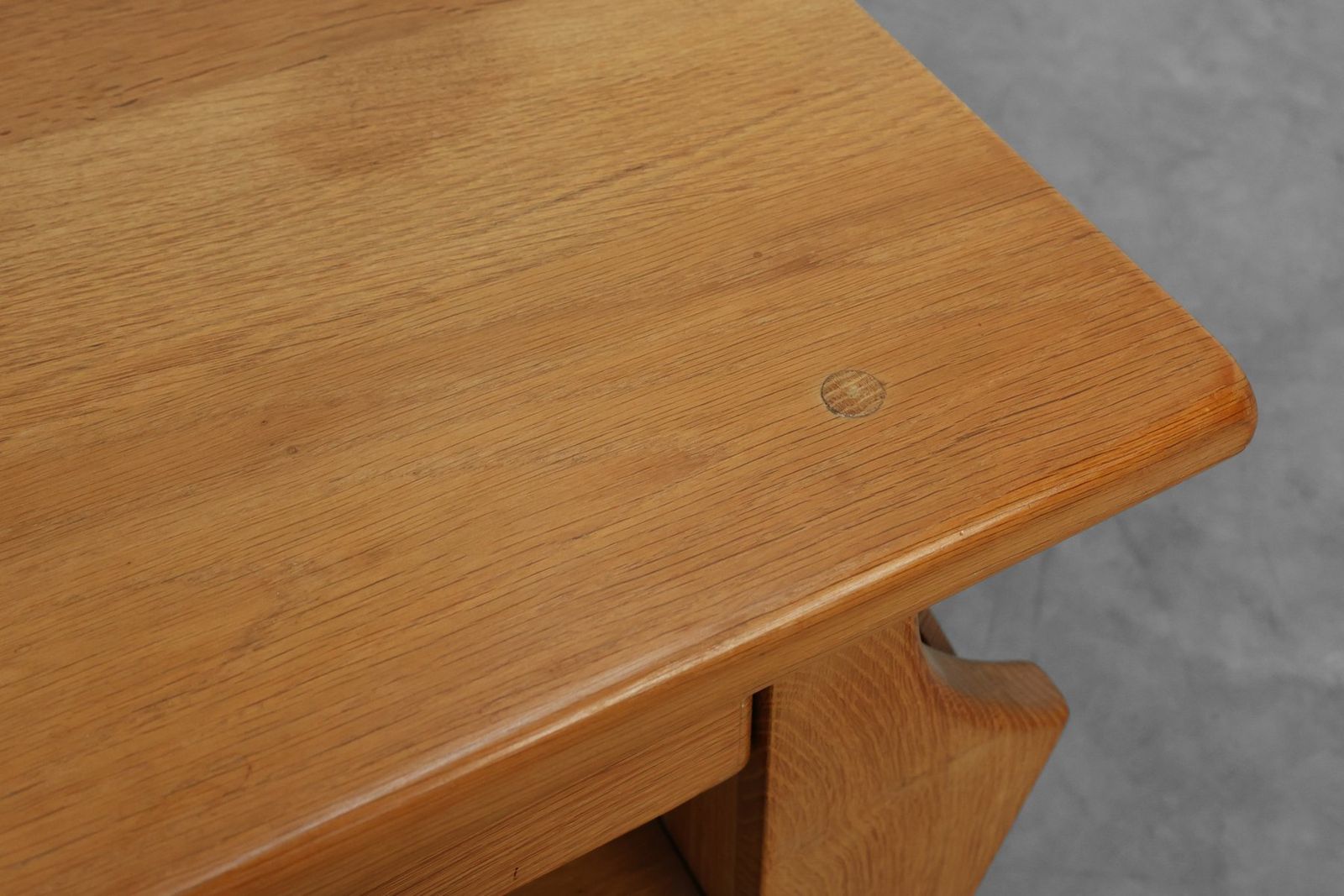 photo for sale Mid Century Modern French Blonde Oak Side Table, 1980s