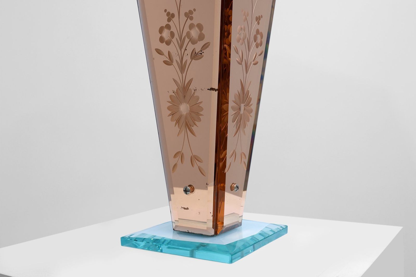 Art Deco Vase In Glass, Mirrored Glass And Wood, France, 1920s photo 782.0