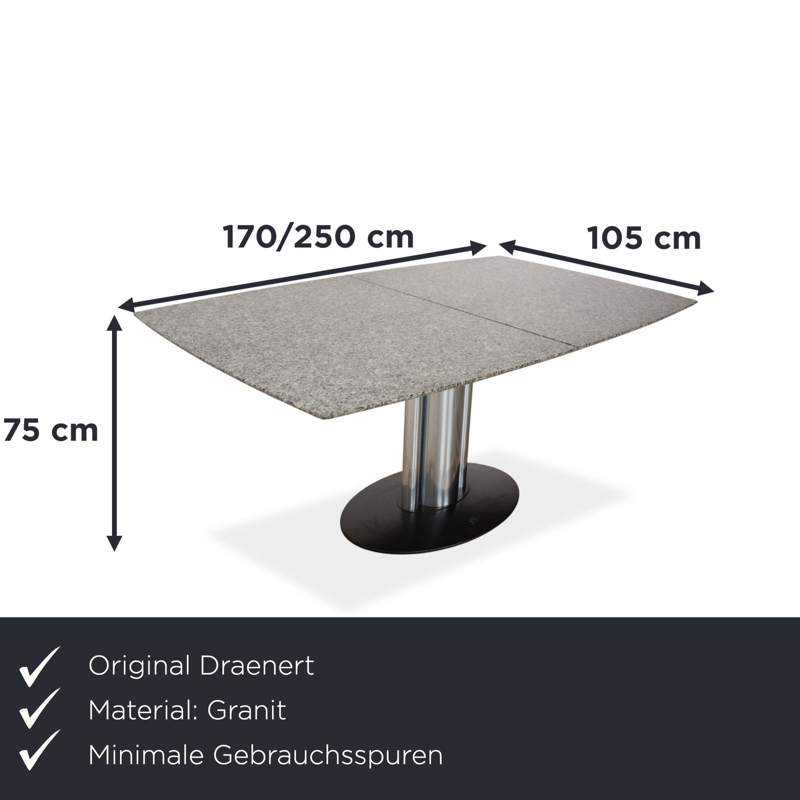 Draenert Adler 2 Dining Table Granite Grey Extendable Function photo furniture