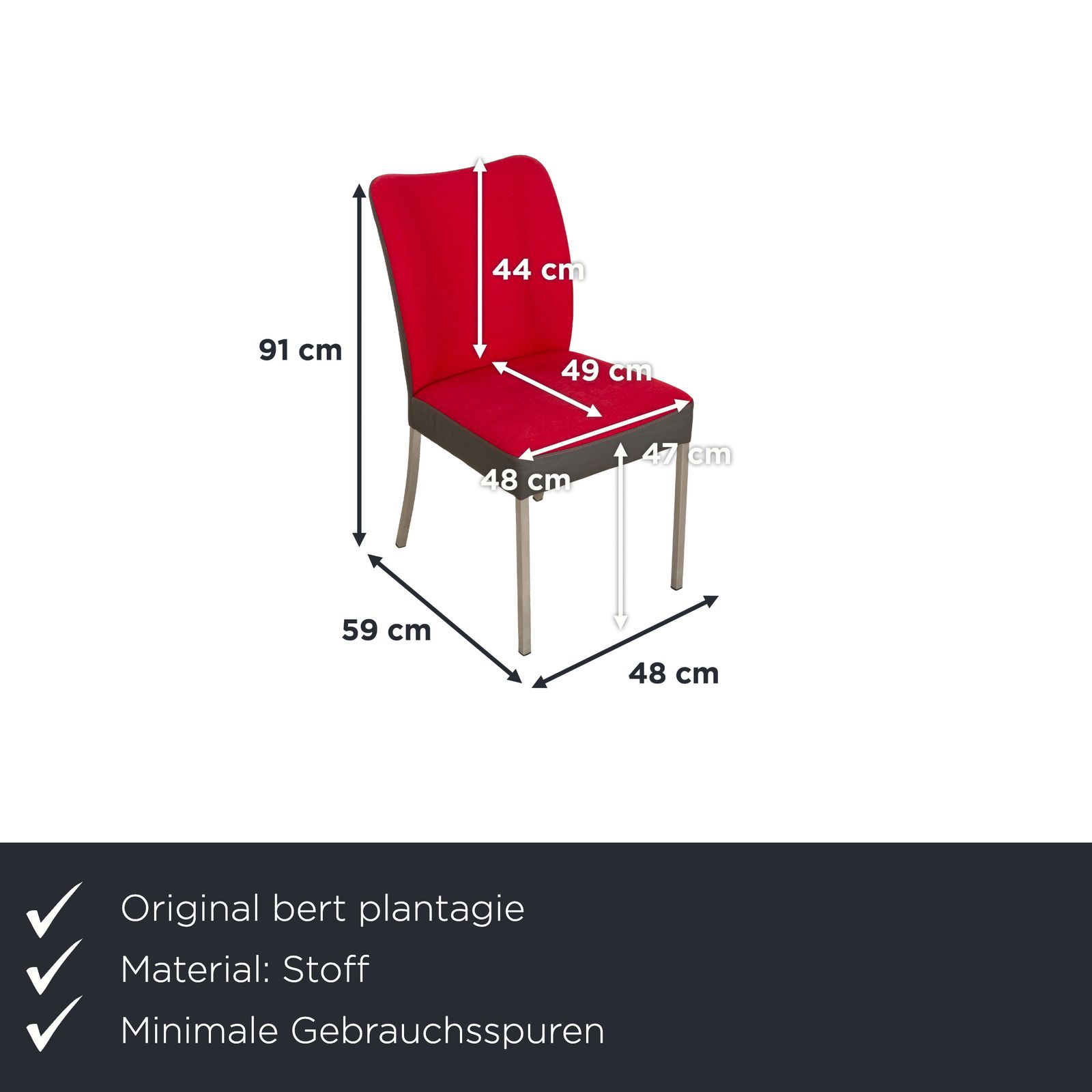 Set Van 4 Bert Plantagie Duo Stoelen Met Vier Poten, Leer/Stof, Rood/Zwart photo furniture