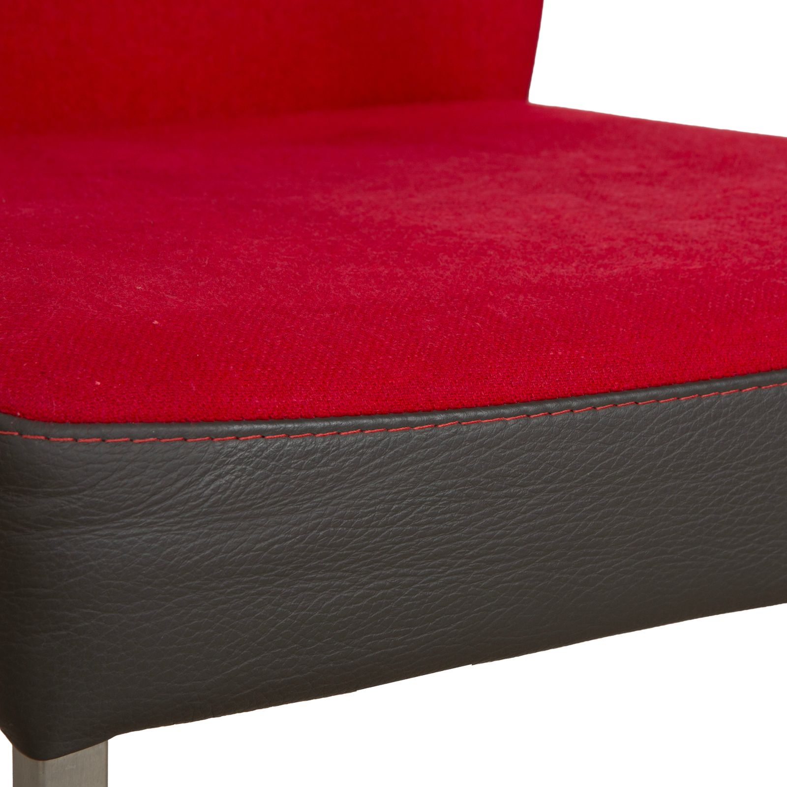 Set Van 4 Bert Plantagie Duo Stoelen Met Vier Poten, Leer/Stof, Rood/Zwart photo Meubels