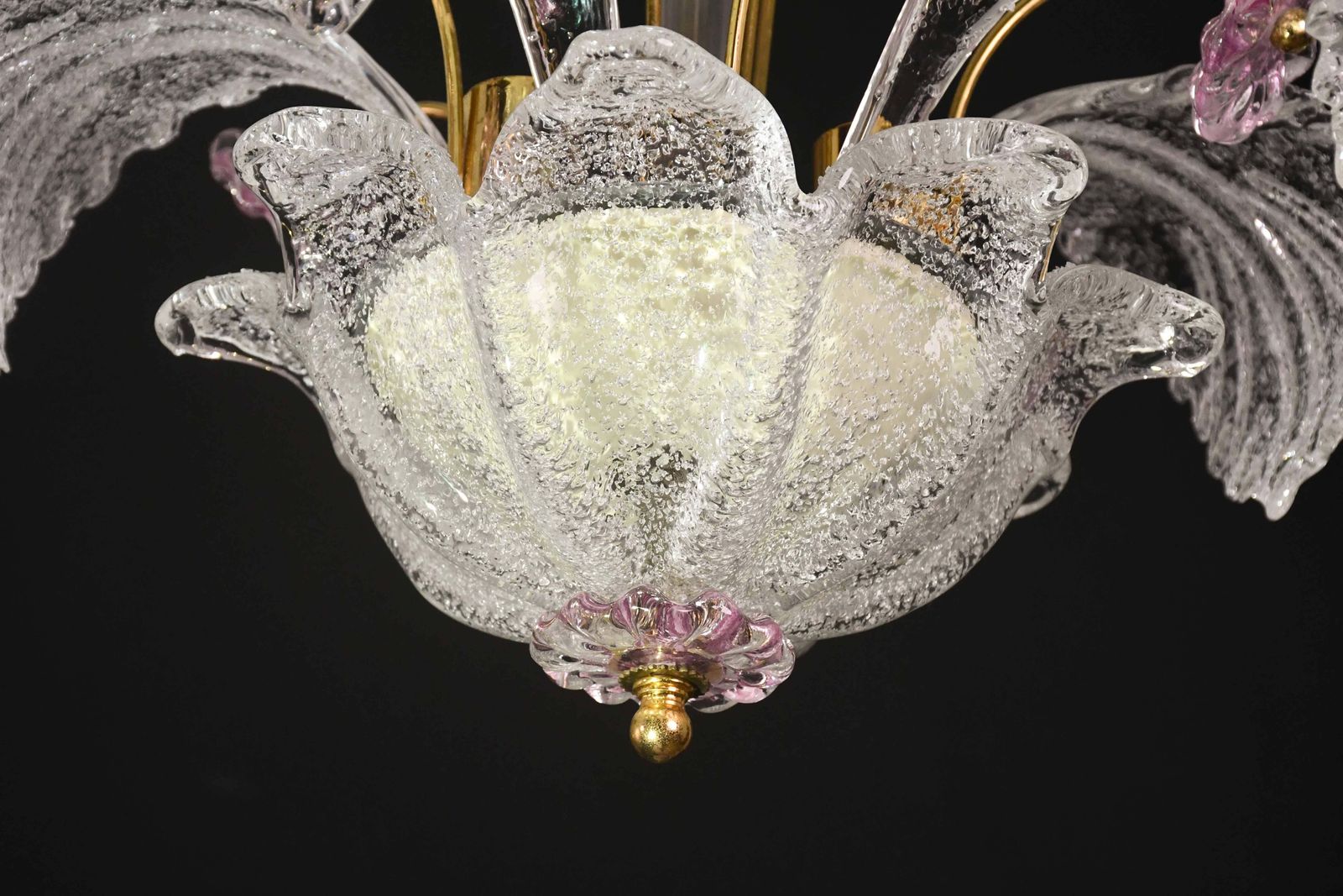 Charming Vintage Venetian Chandelier, Pink Flower Murano Glass, 1970s photo vintage