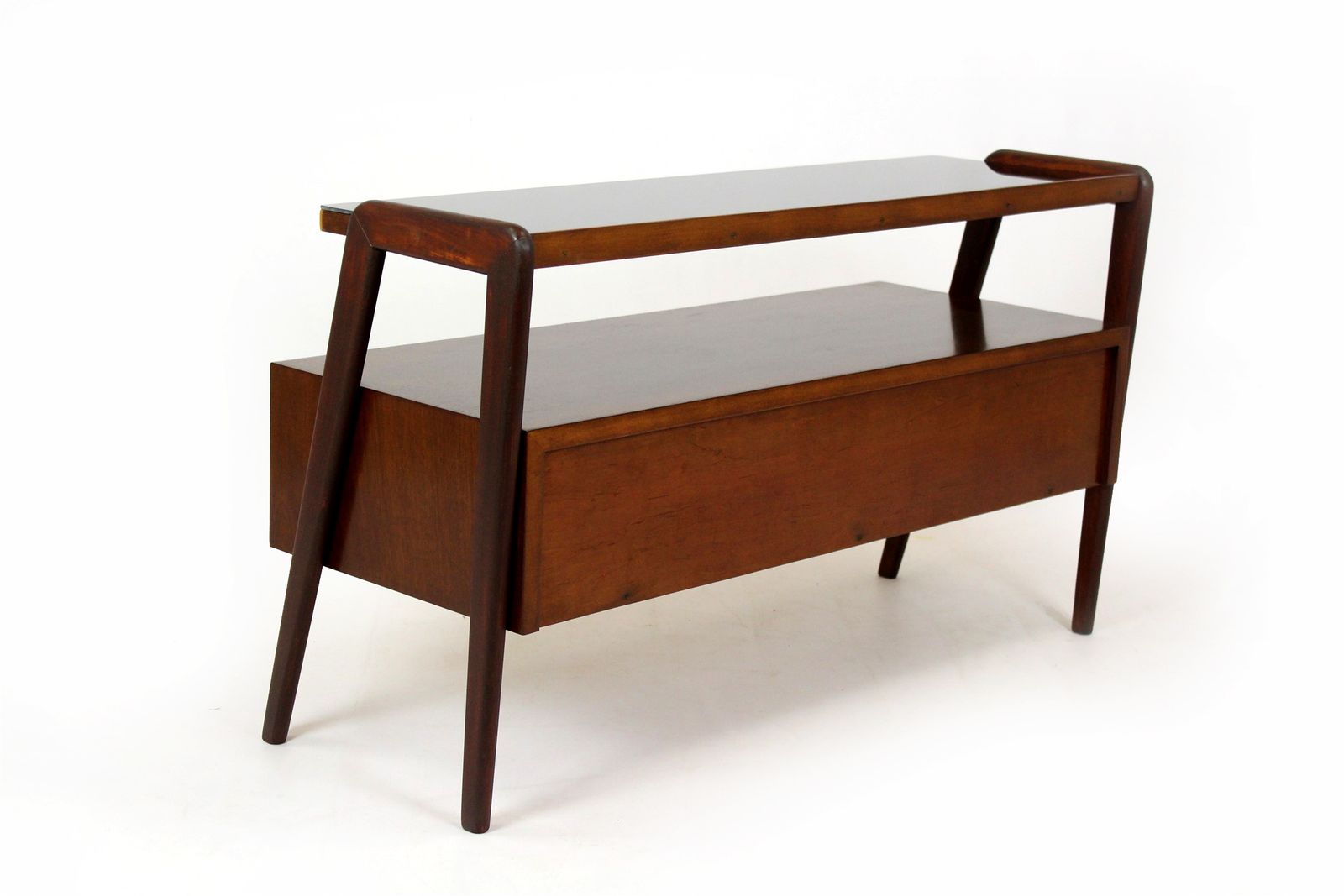 Furniture Czech Mid Century Jitona Mahogany Nightstands Bedroom Set, Fully Restored 1960s photo