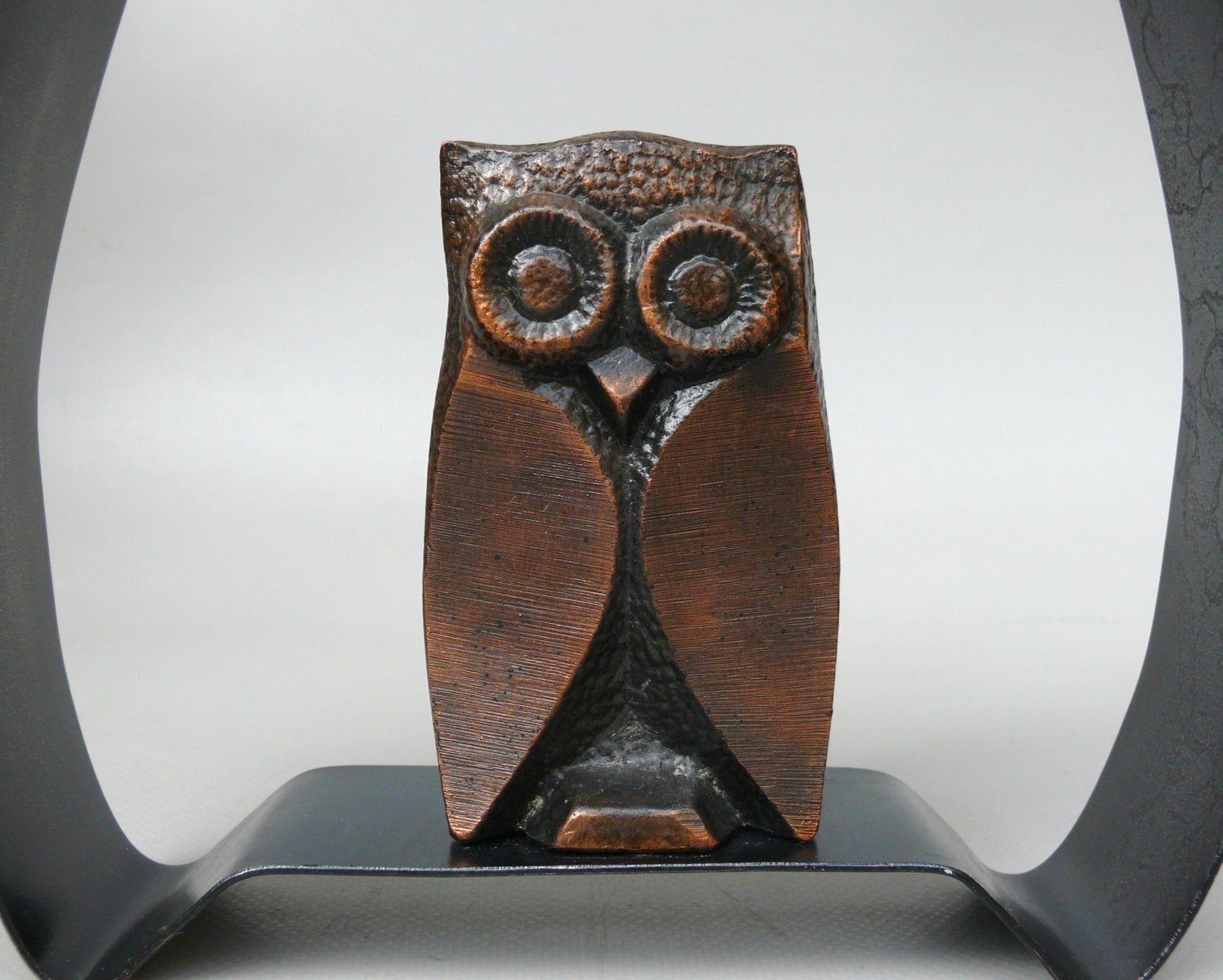 photo furniture Arts And Crafts Wrought Iron, Brass & Copper Plated Owl Candleholder, 1890s