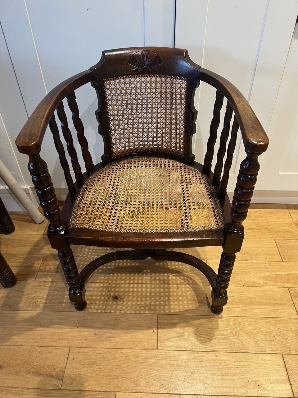 Antique Berger Cane Chair With New Cushion Covered In Colefax And Fowler Fabric photo furniture