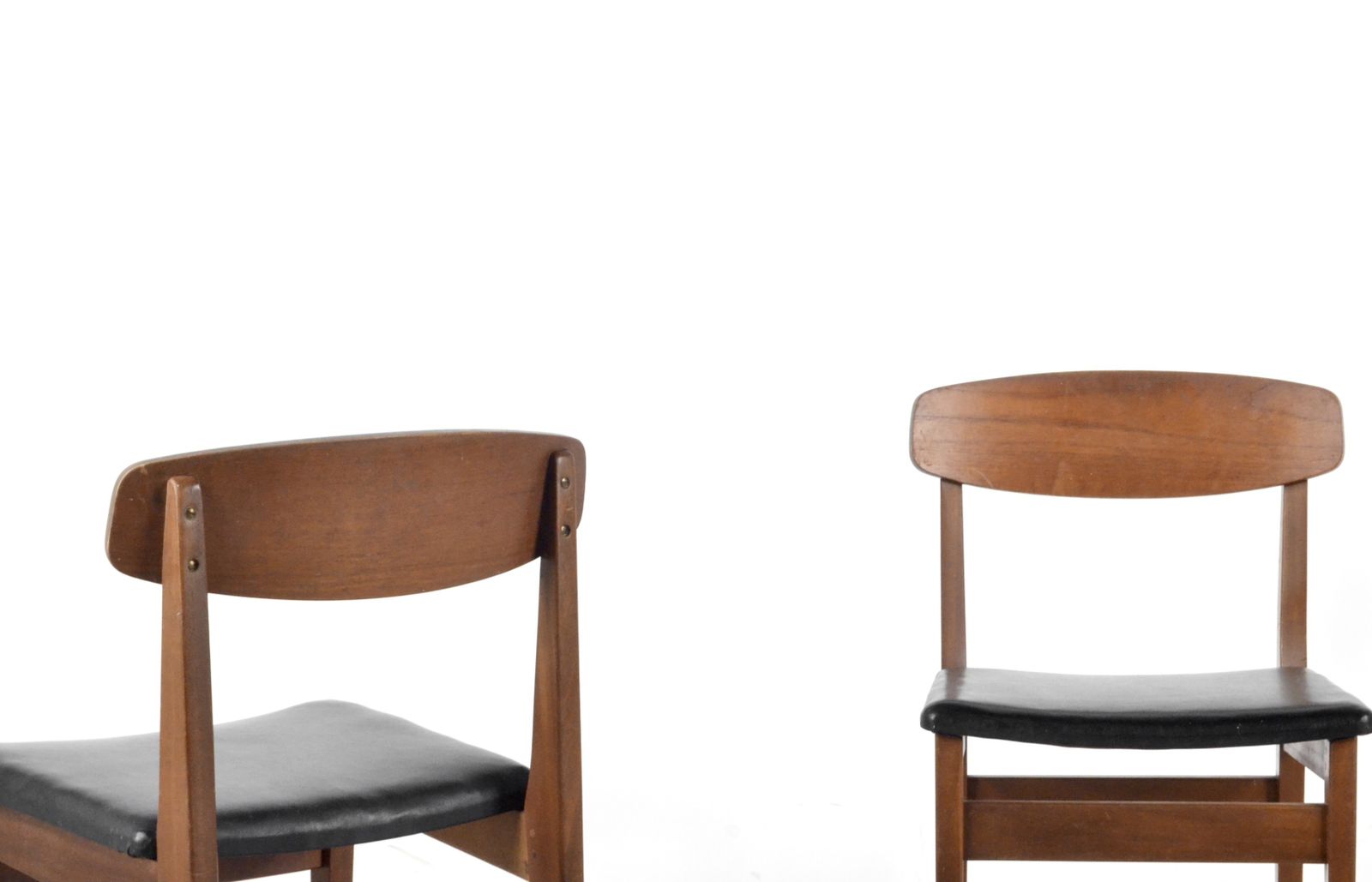 Set Of 4 Vintage Midcentury Teak And Leatherette Chairs. Delivery. Modern / Retro / Danish Style. photo vintage