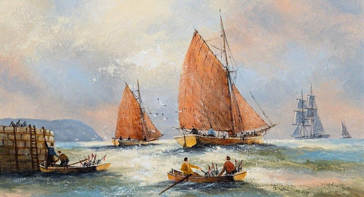 Ken Hammond (British B.1948) Sailing Boats Nautical Seascape Oil Painting photo for sale