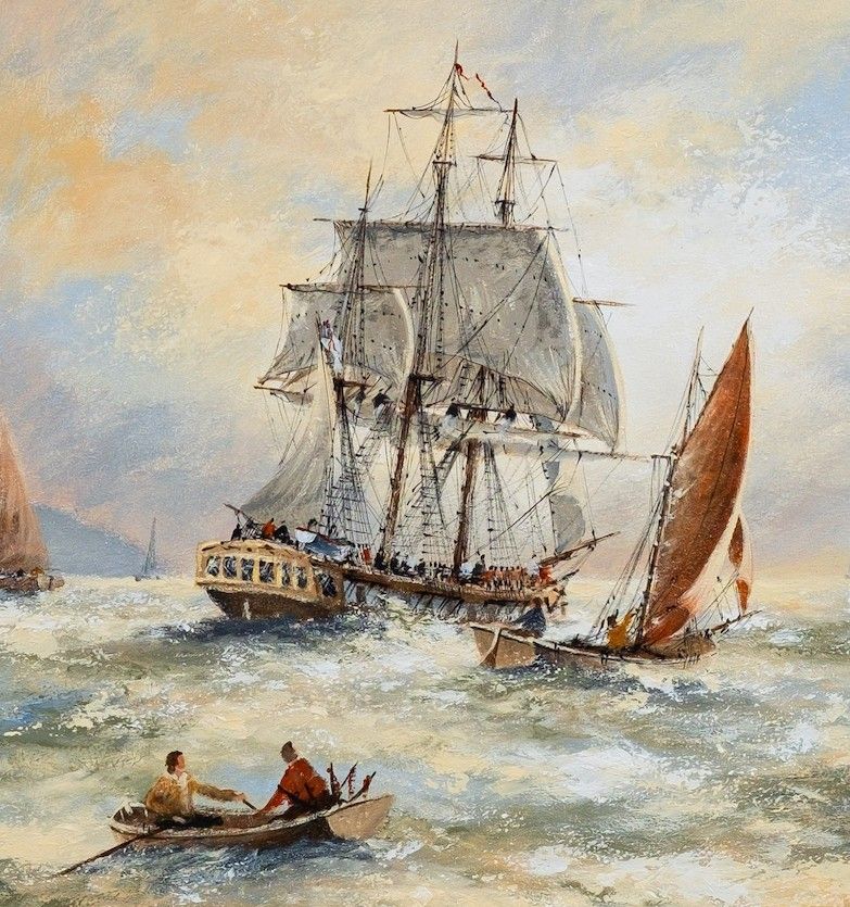 Ken Hammond (British B1948) Sailing In Chopp Seas Maritime Seascape Oil Painting photo vinterior