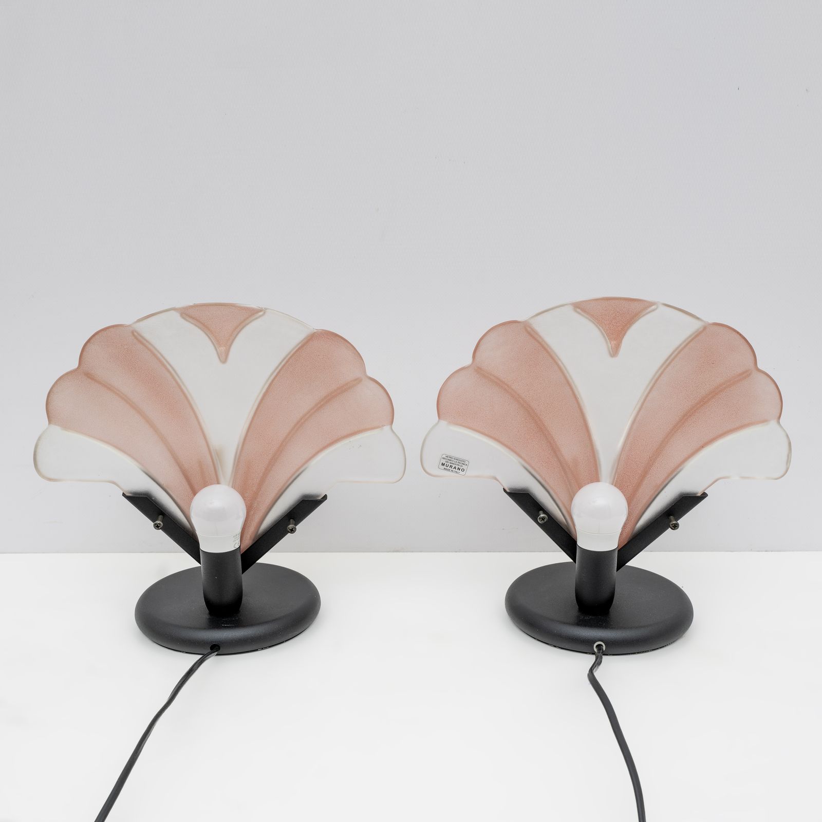 Pair Of Art Decò Style Murano Glass Table Lamps, Italy 1970s photo for sale