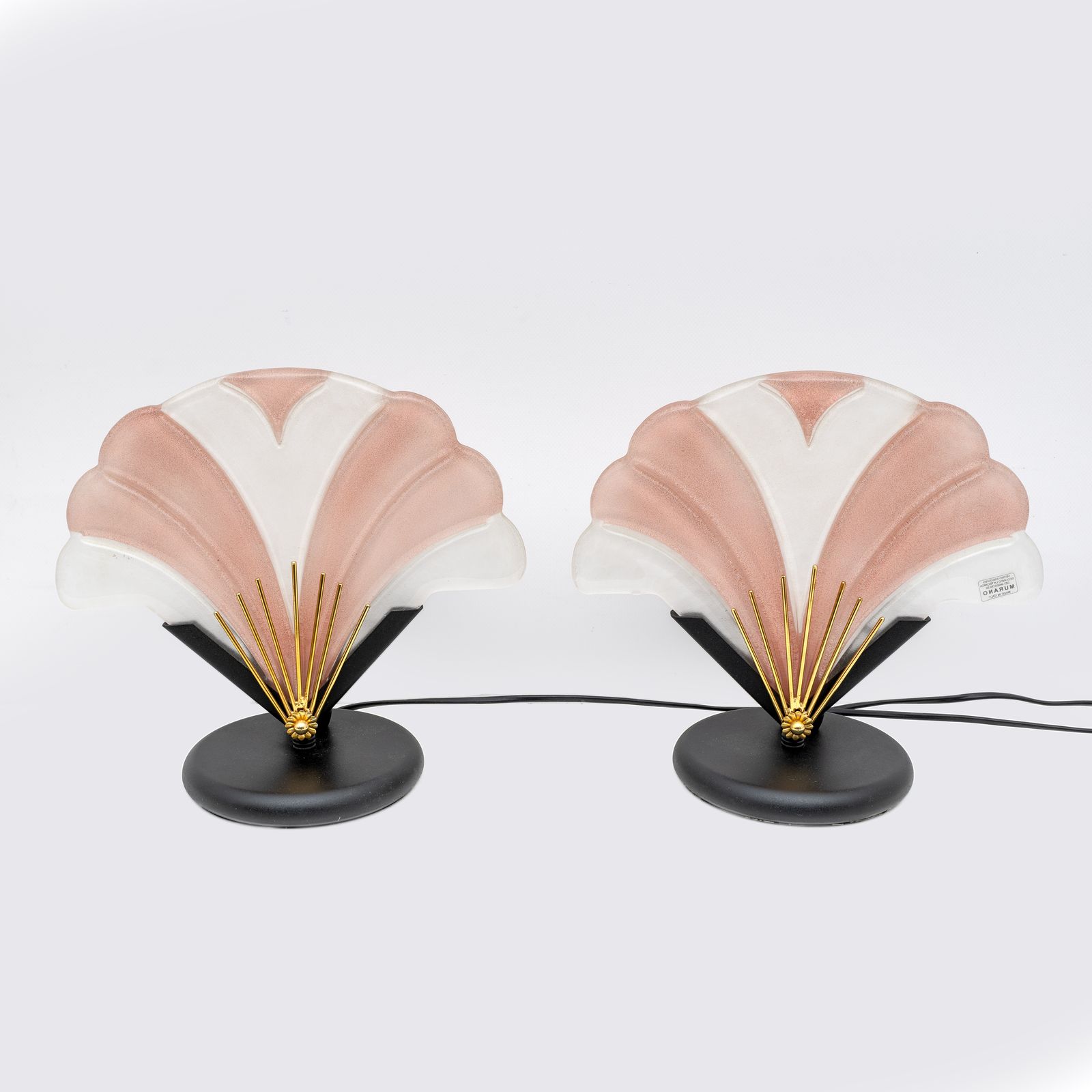 Pair Of Art Decò Style Murano Glass Table Lamps, Italy 1970s