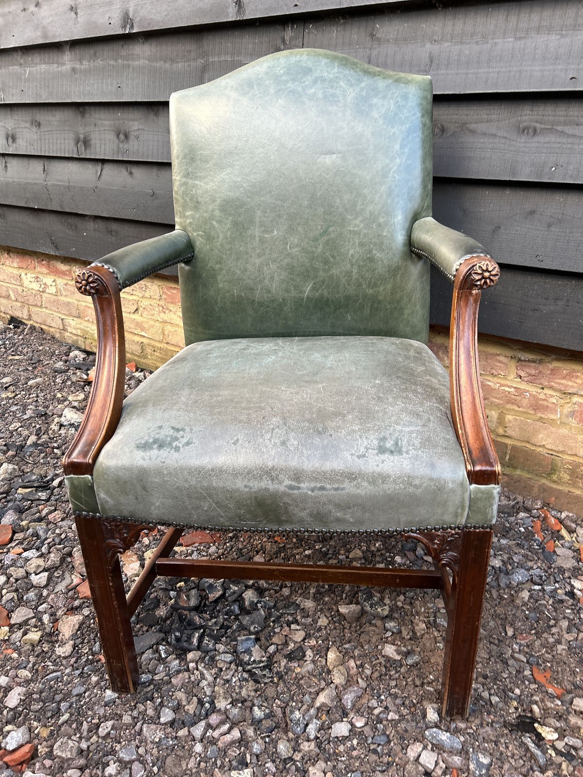 Mahogany Gainsborough Open Arm Desk  Chair In George III Style