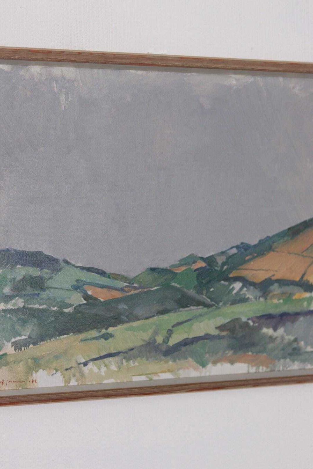 photo for sale Original Swedish Oil On Canvas – “Valley” By Gustav Adolf Johansson – Vintage 1972, Framed 45 × 61 Cm (17.7" × 24")