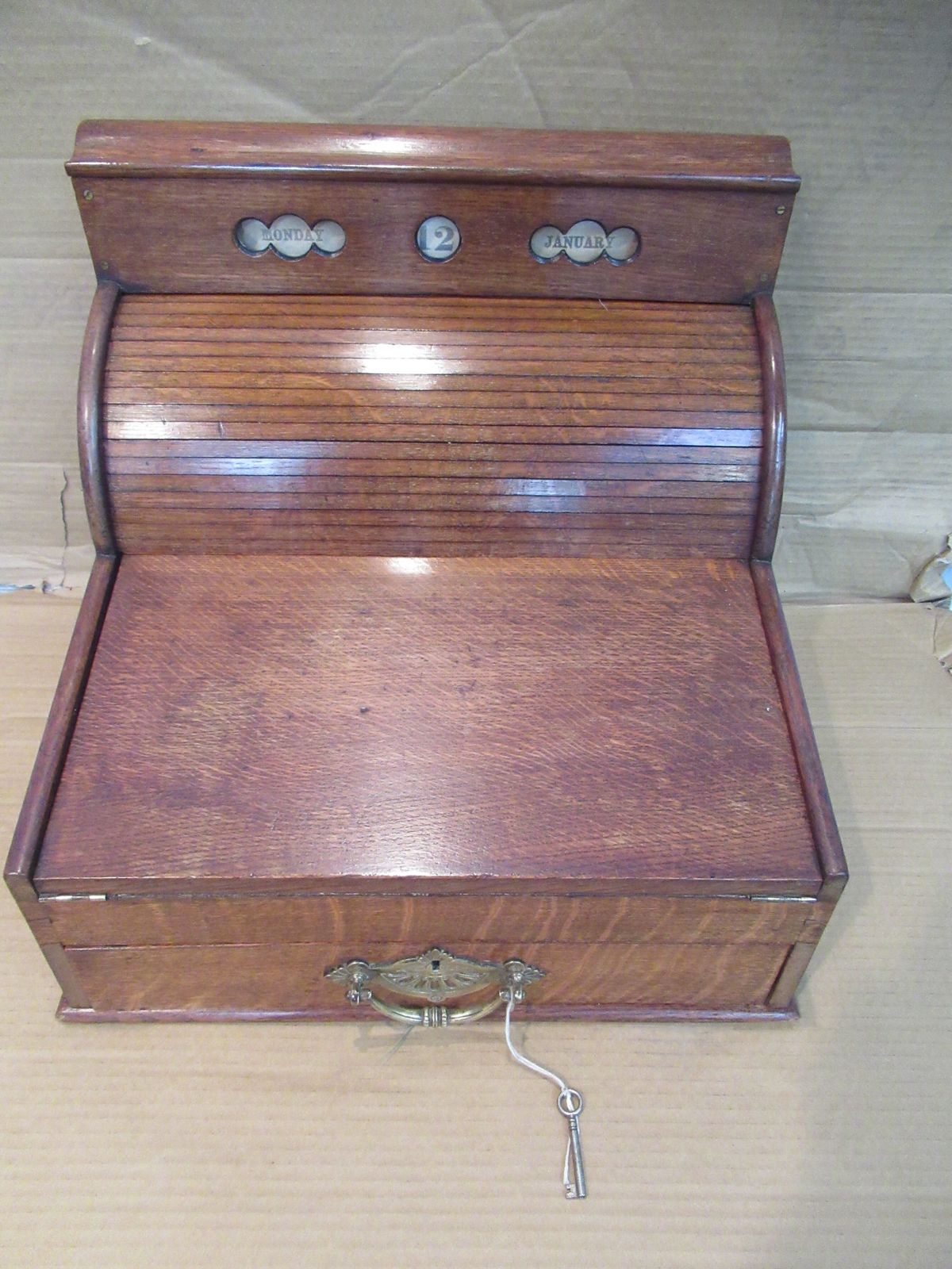 Late Victorian  Oak Stationary / Date  Cabinet photo for sale