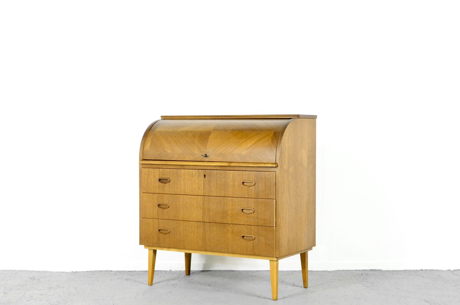 Mid Century Swedish Teak Bureau/Desk With Rolling Top By Egon Ostergaard photo furniture